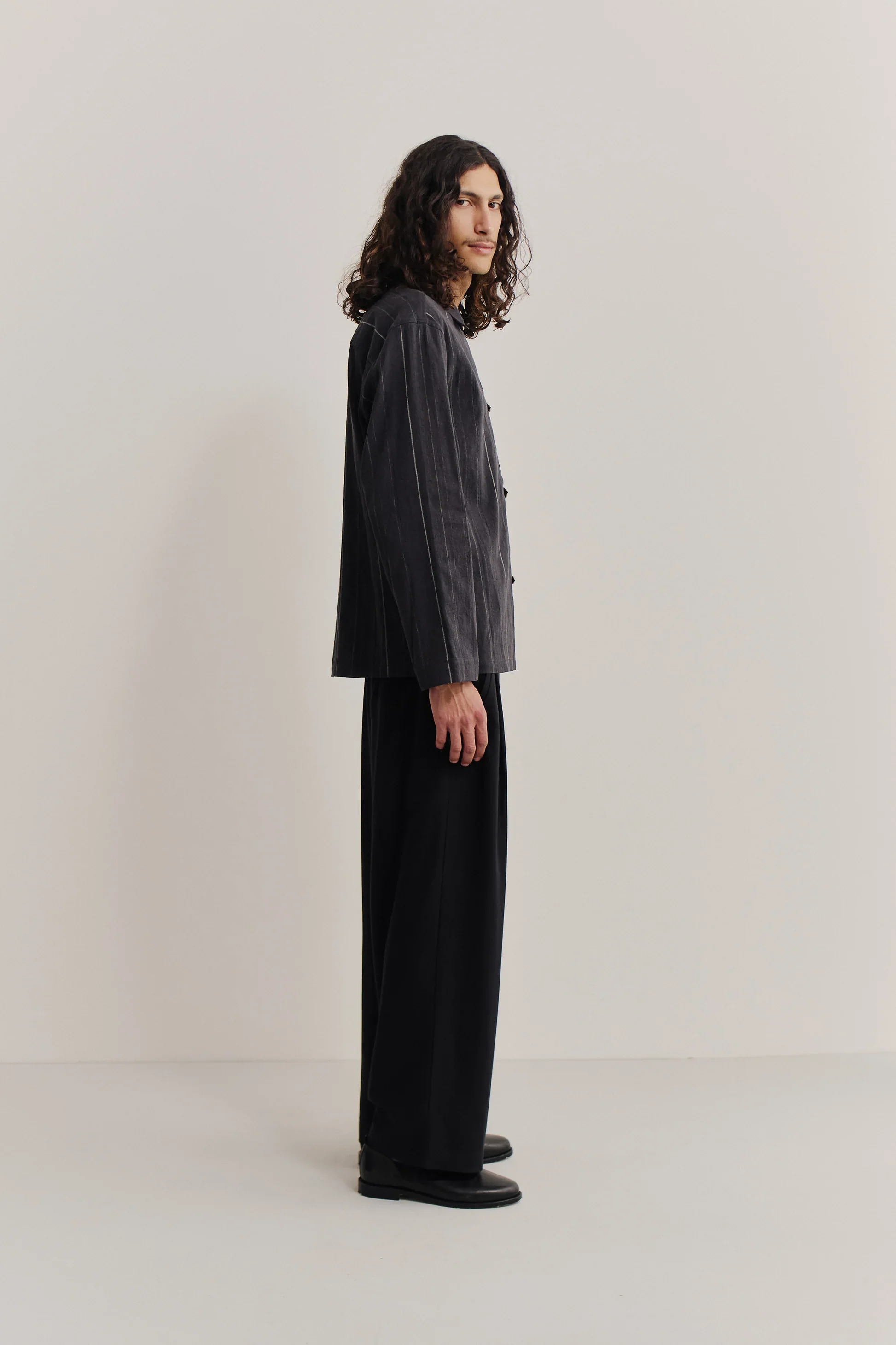 Matara Overshirt Black Chalk Stripe - Image 3