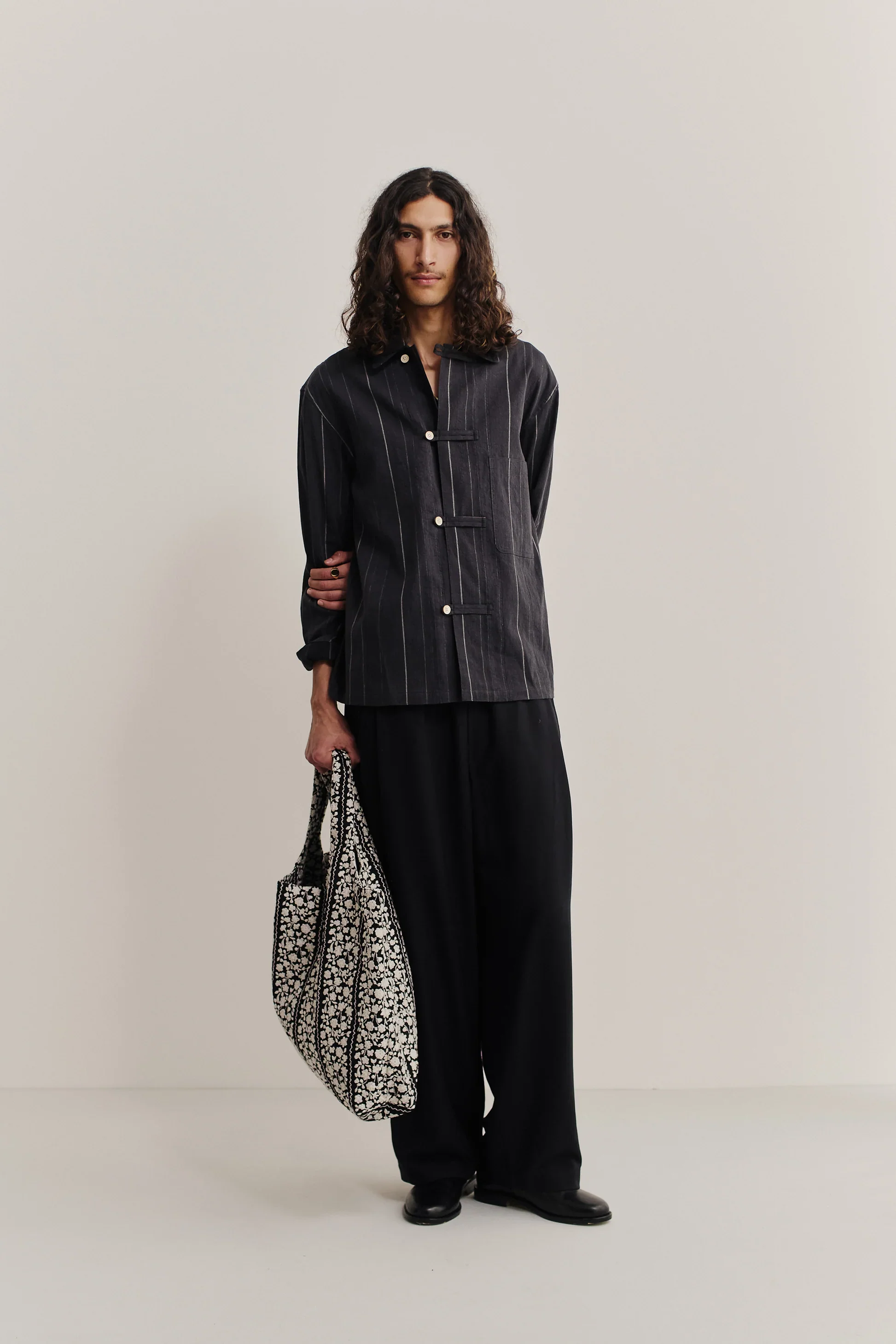 Matara Overshirt Black Chalk Stripe - Image 7