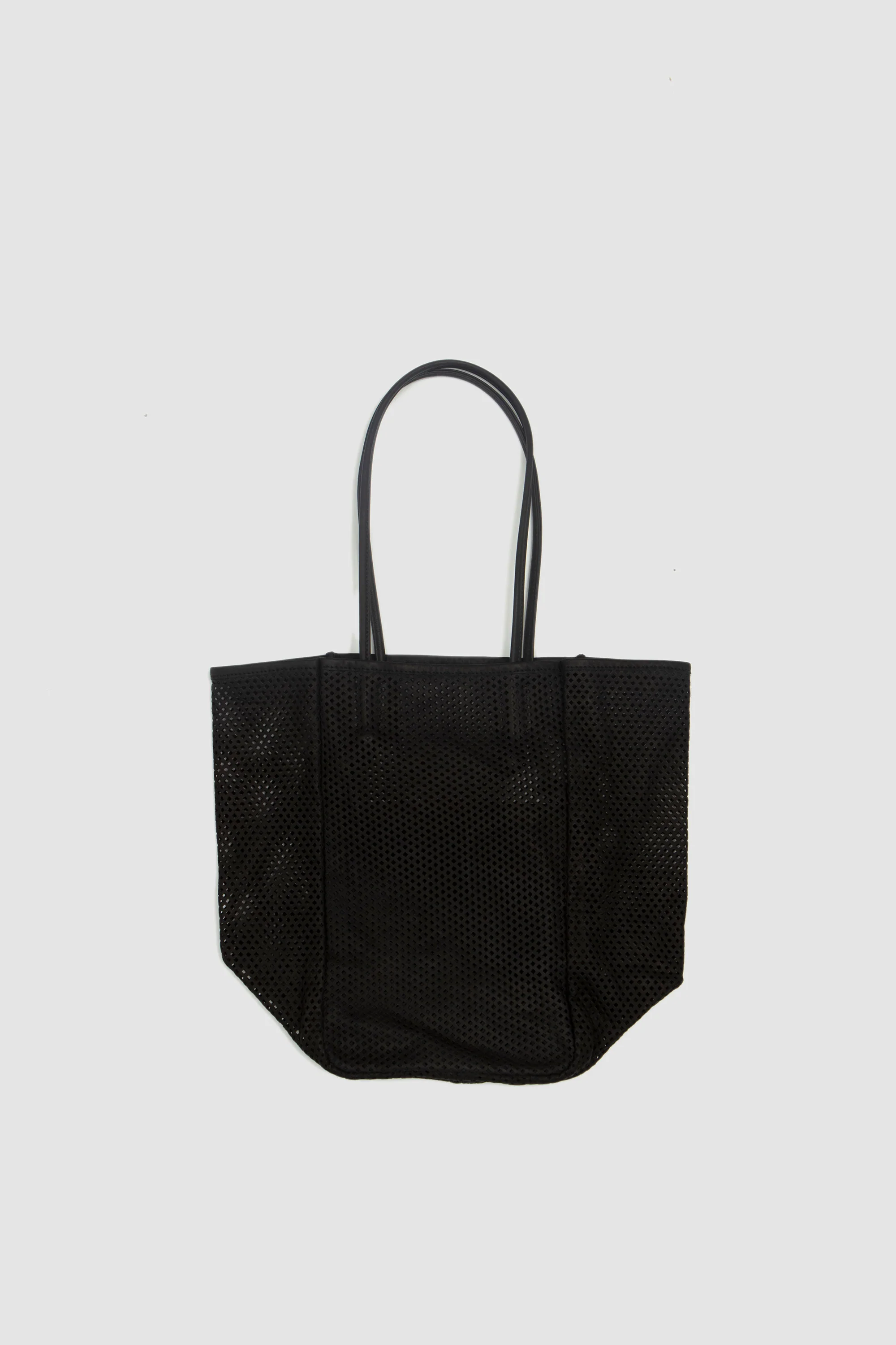 Washed Leather Mesh Tote Black - Image 2