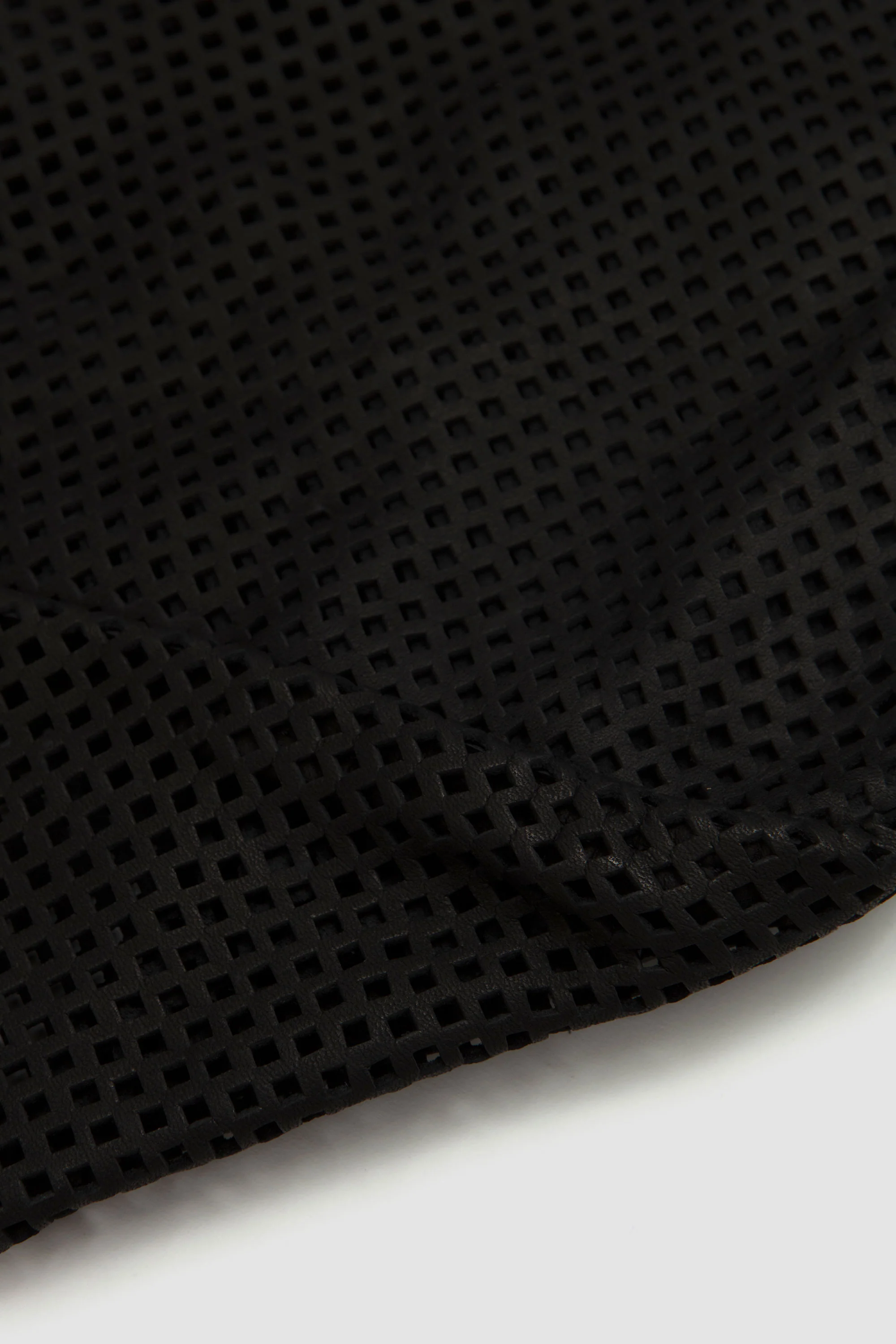 Washed Leather Mesh Tote Black - Image 4