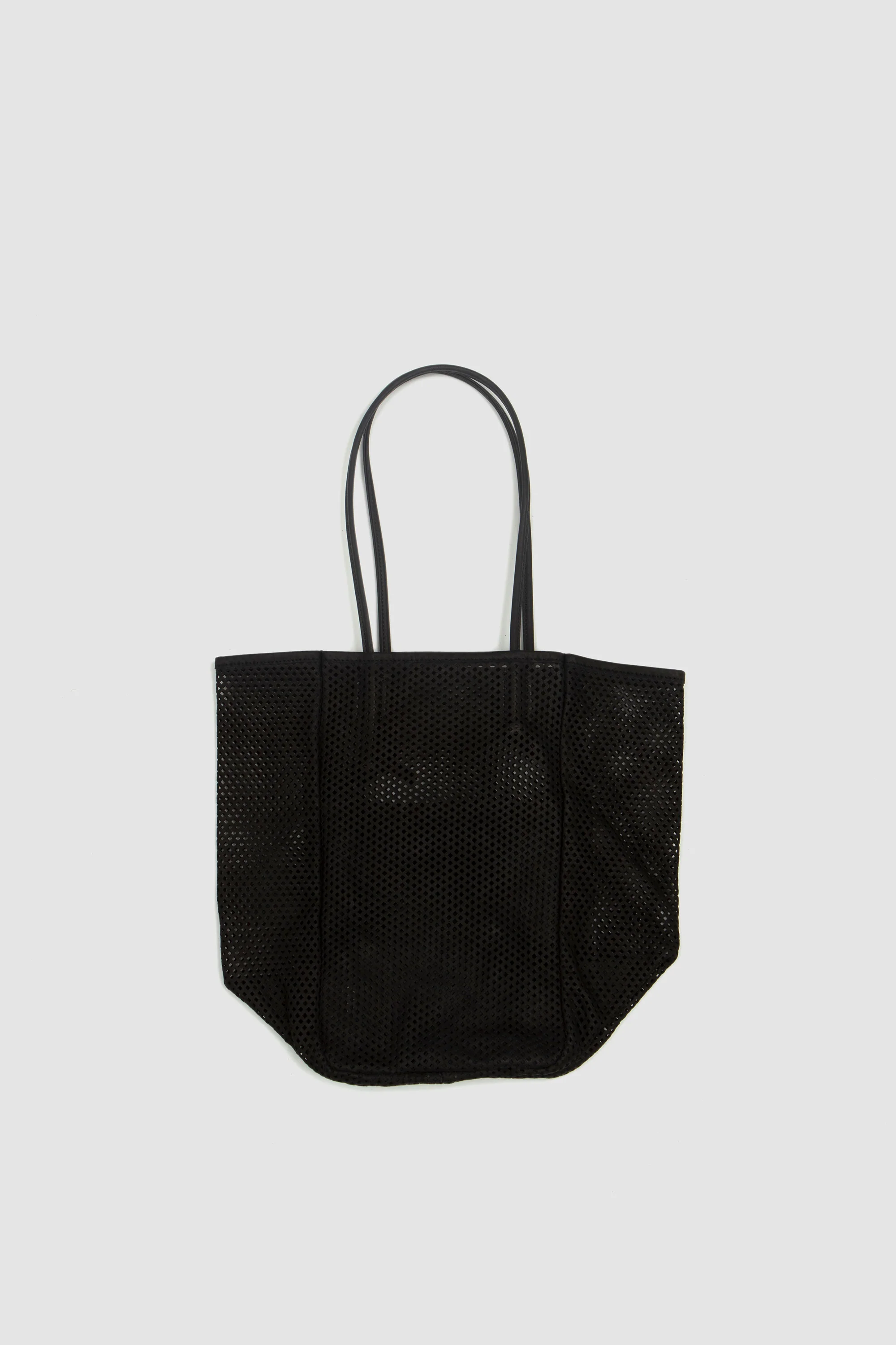 Washed Leather Mesh Tote Black - Image 5