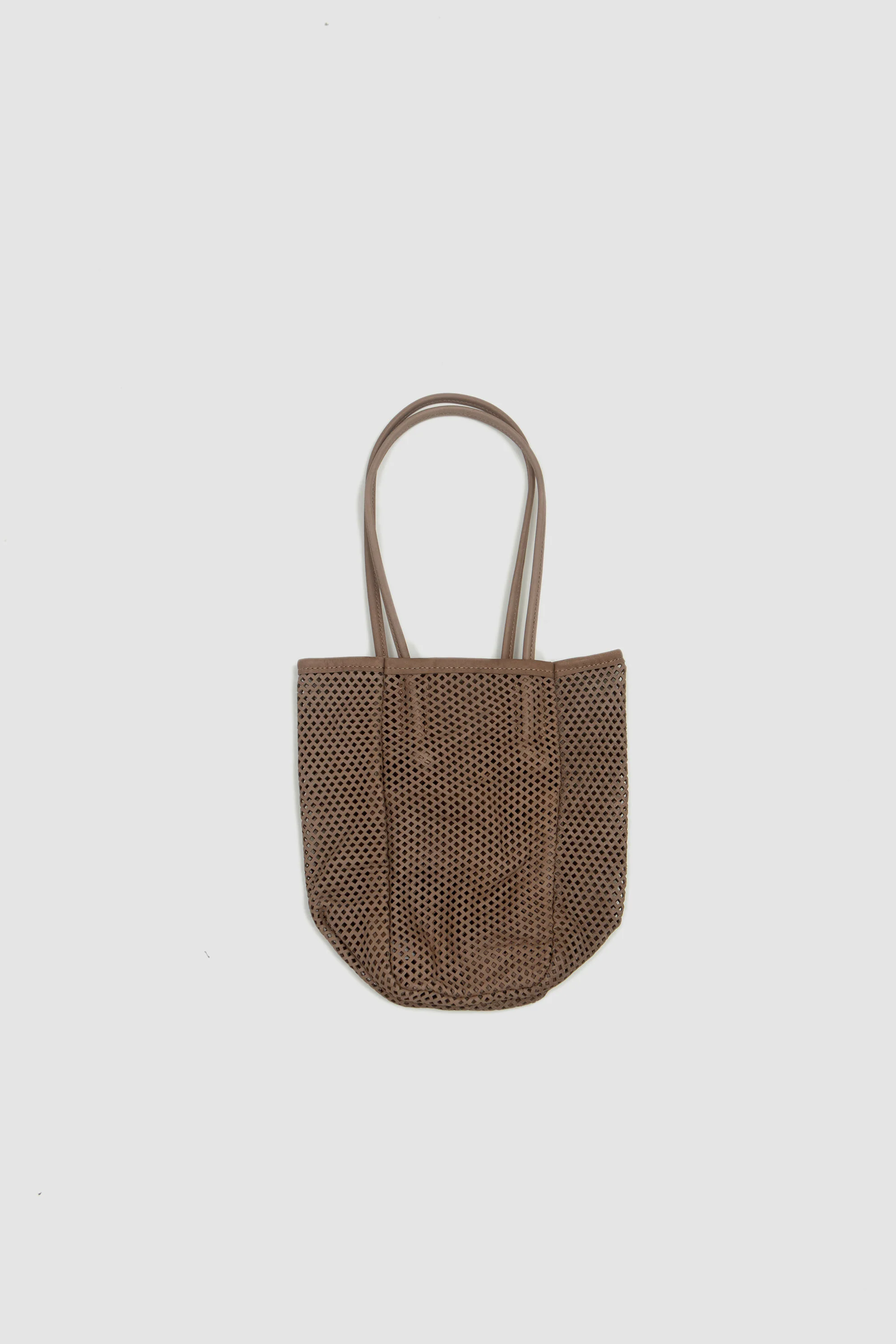 Washed Leather Mesh Tote S Beige - Image 2
