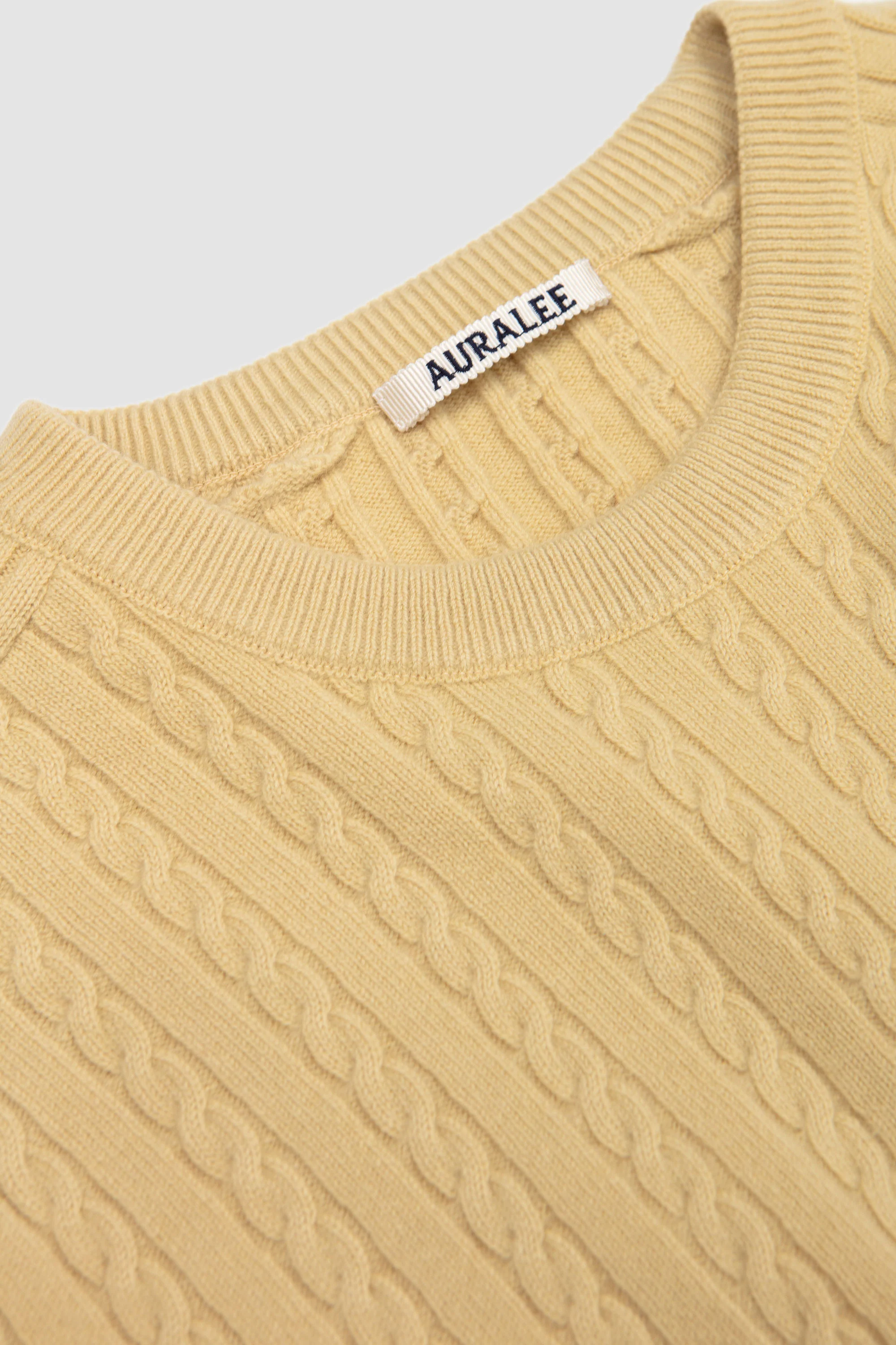 Super Fine Wool Aran Knit Yellow/Beige - Image 3