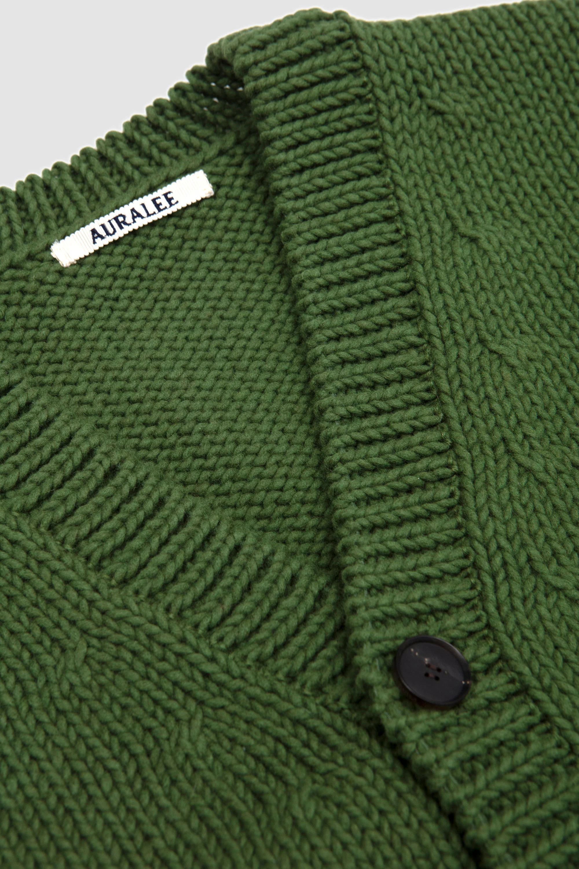 Wool Cashmere Felted Knit Cardigan Olive - Image 3