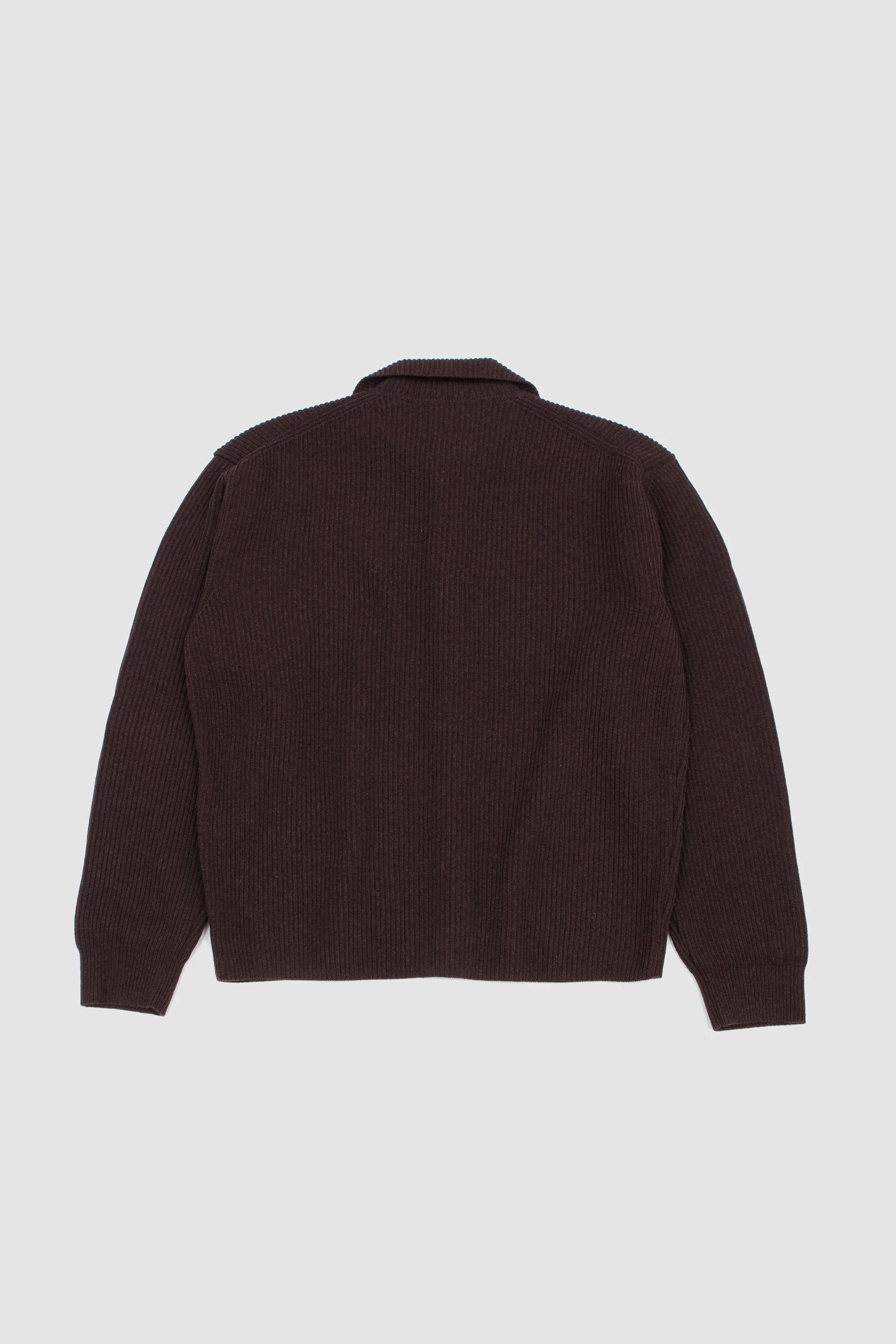 Super Fine Wool Shirt Cardigan Brown - Image 5