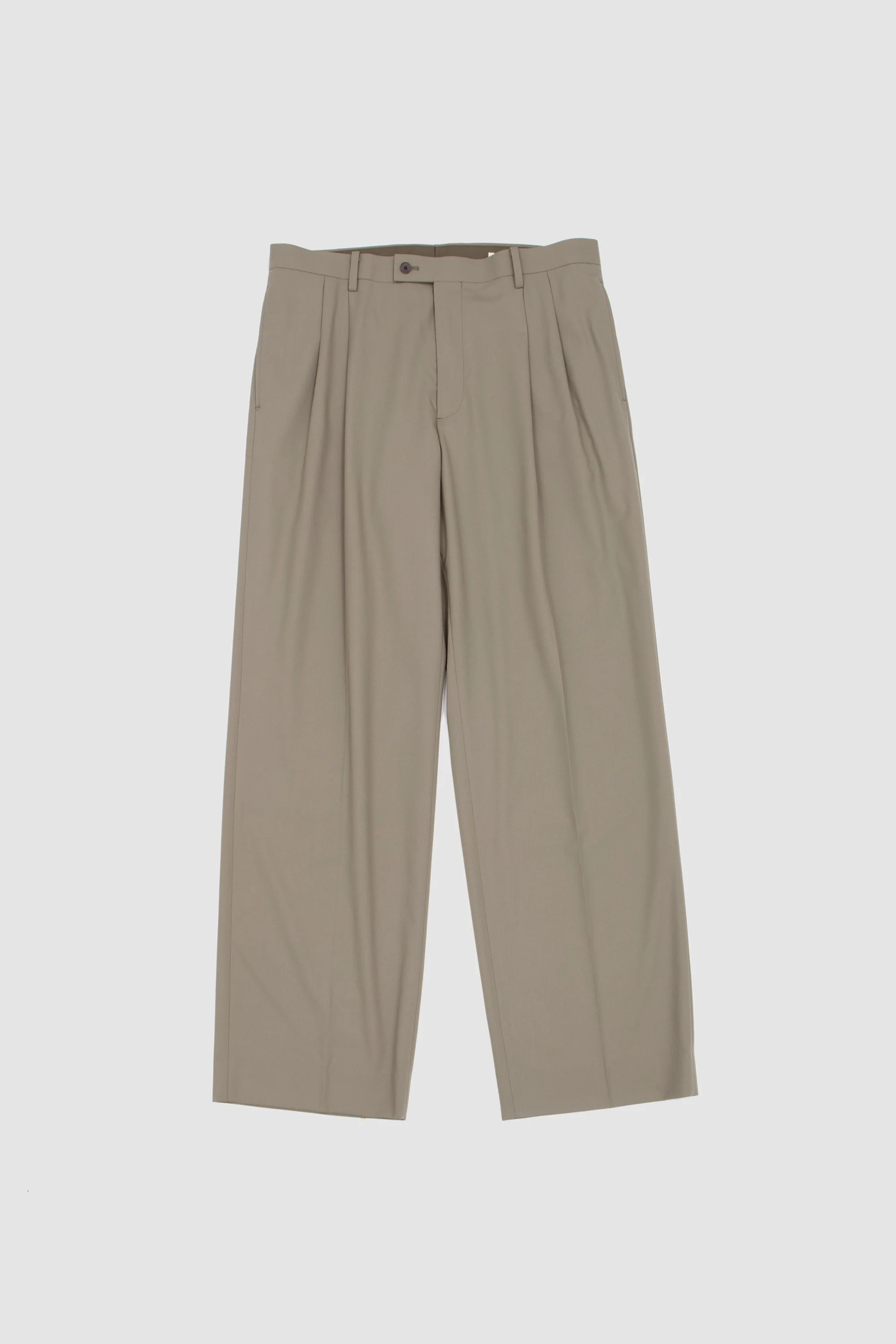 Ultra Fina Tropical Wool Two Tuck Slacks Light Khaki - Image 2