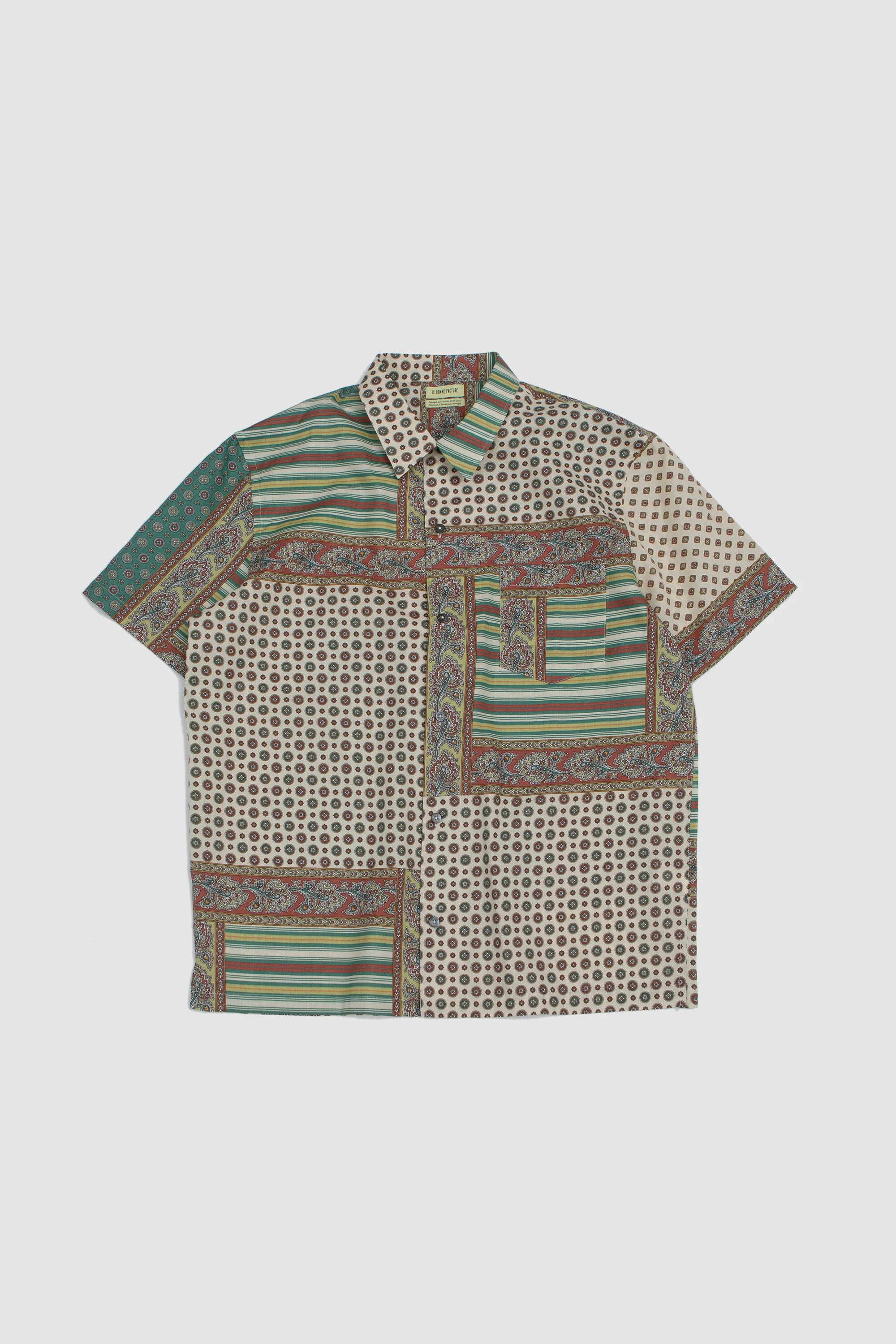 Camp Colar Shirt Provencal Patchwork Print - Image 2