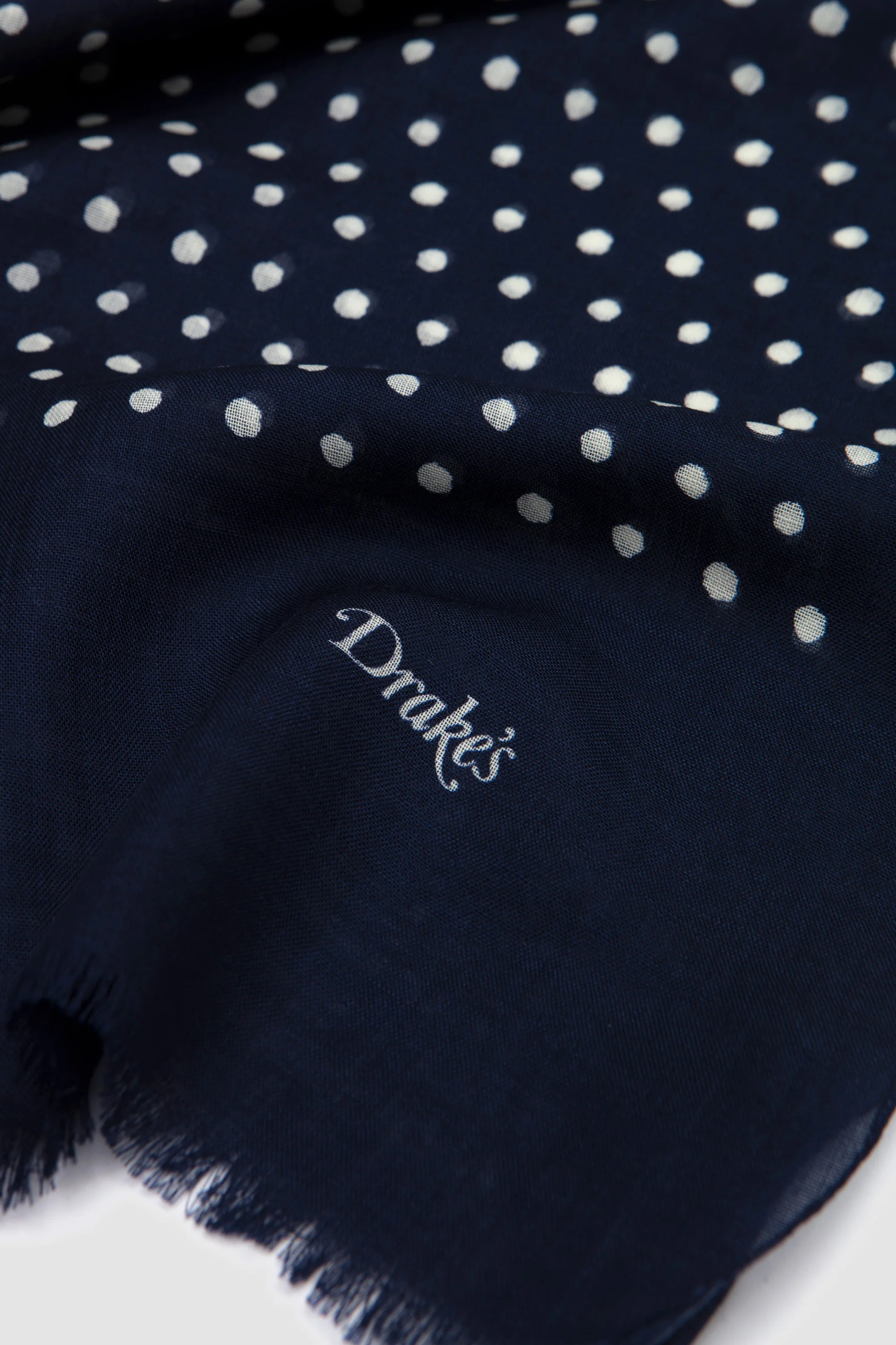 Polka Dot wool Scarf Navy - Image 3