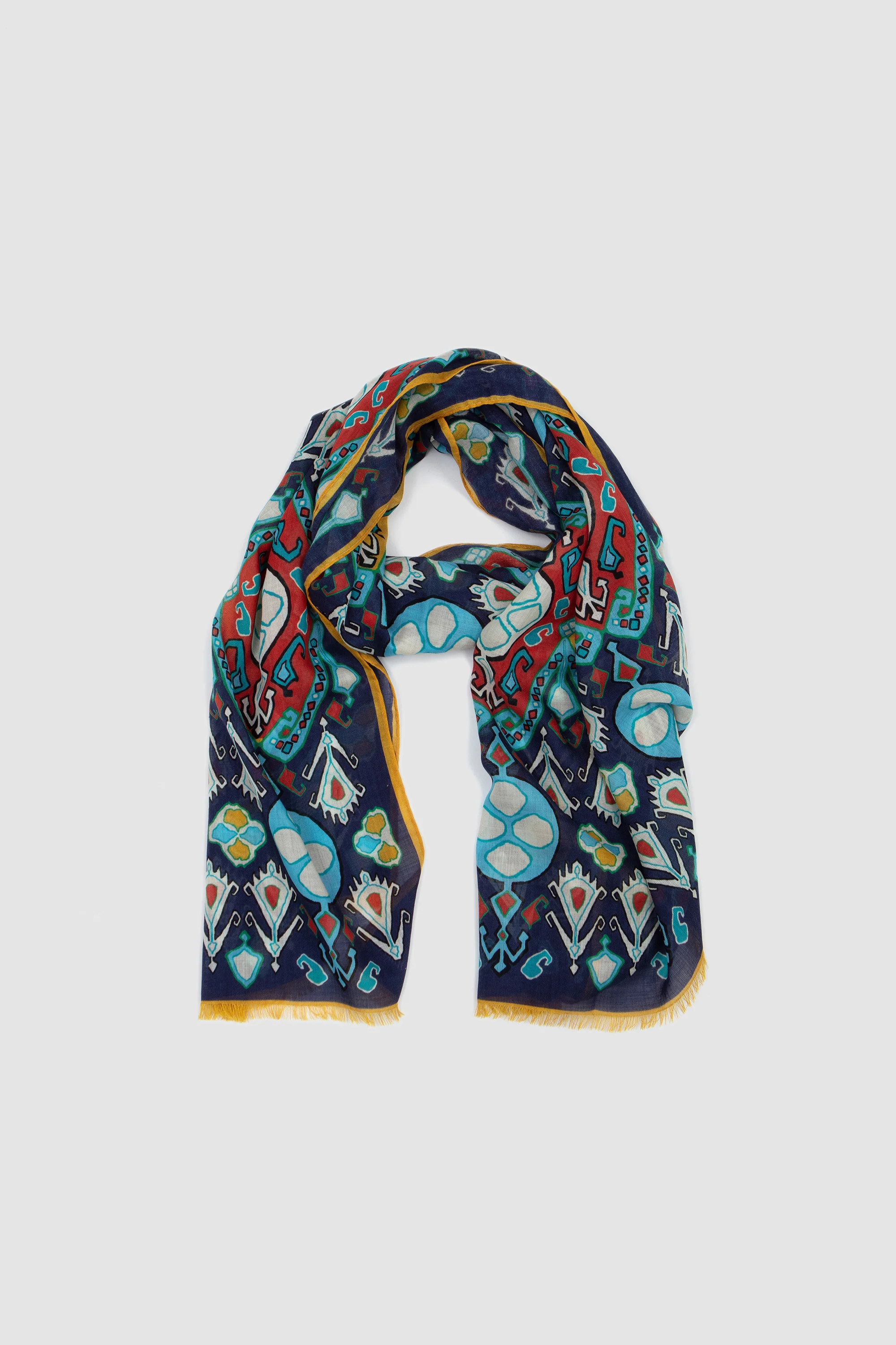 Tapestry Print Scarf Navy - Image 4