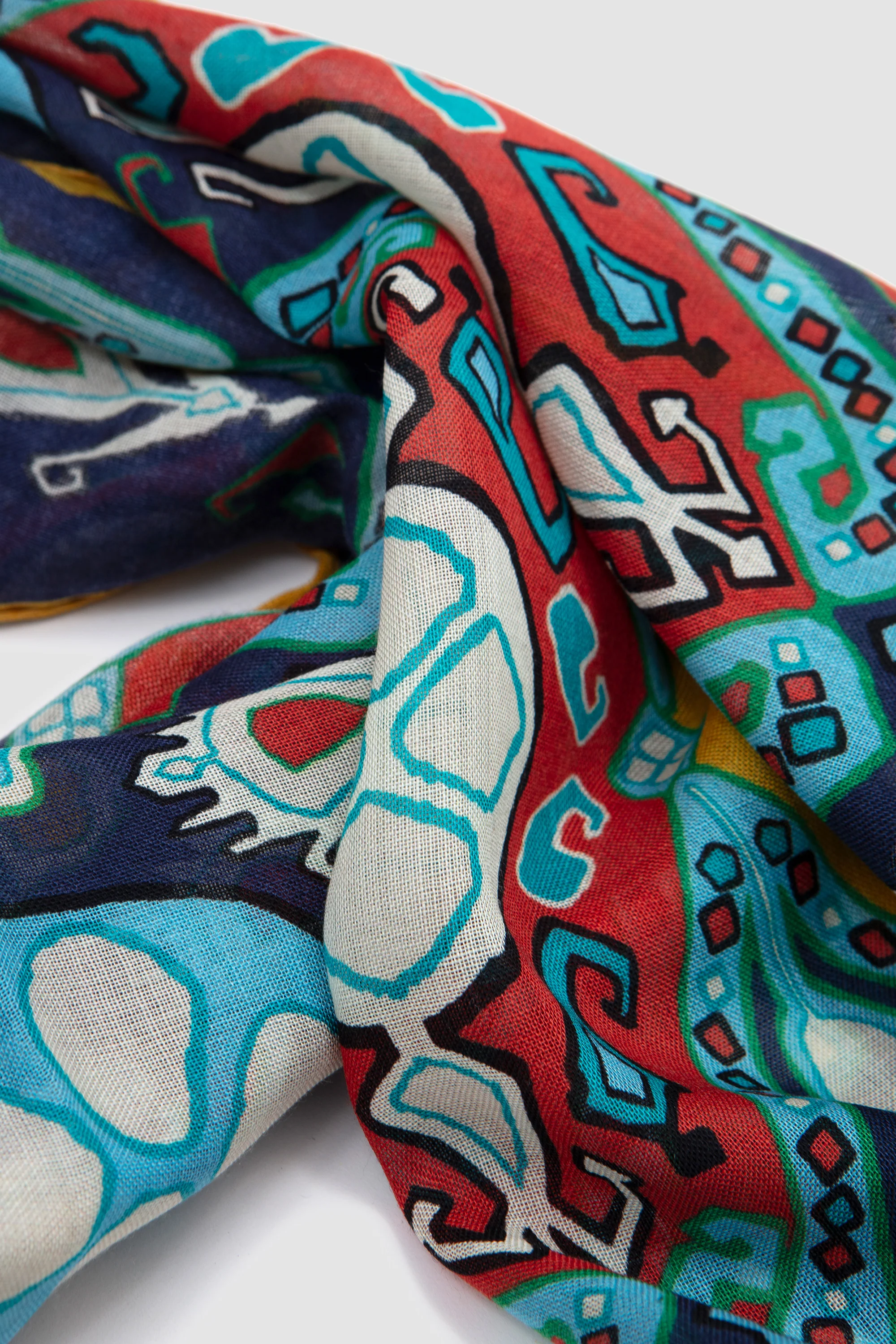 Tapestry Print Scarf Navy - Image 5