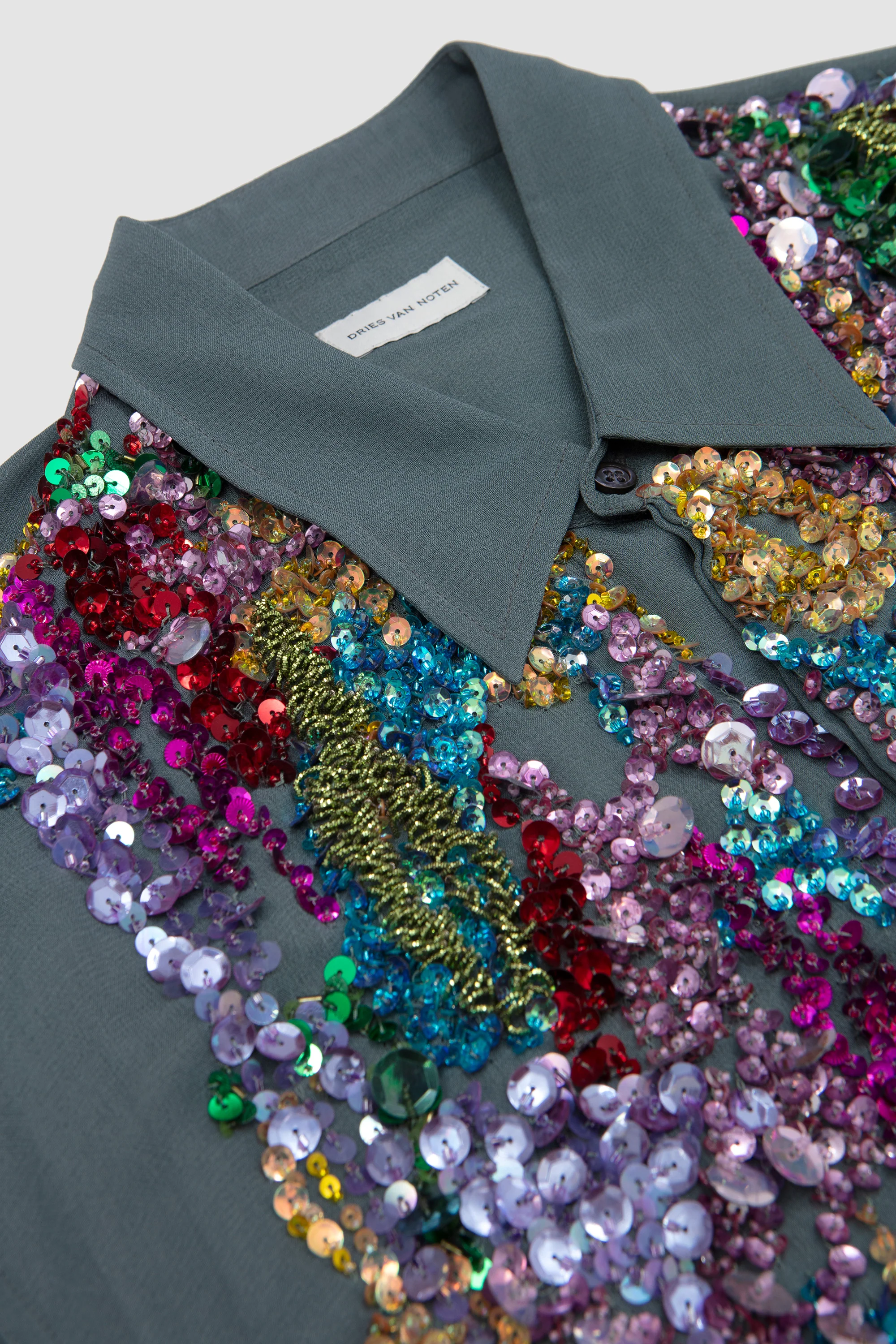 Caper Embellished Shirt Light Grey - Image 3