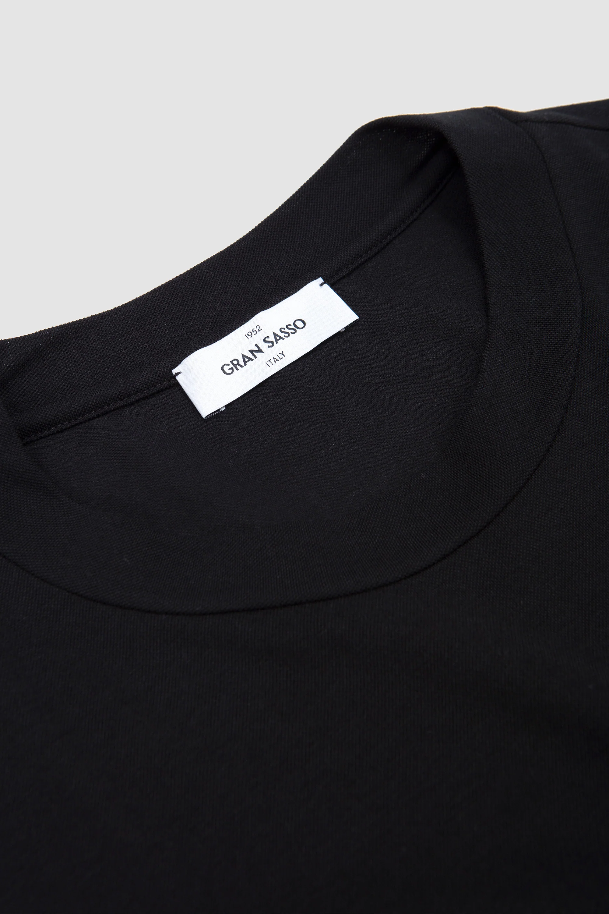 Textured Cotton Crew Neck T-Shirt Black - Image 3