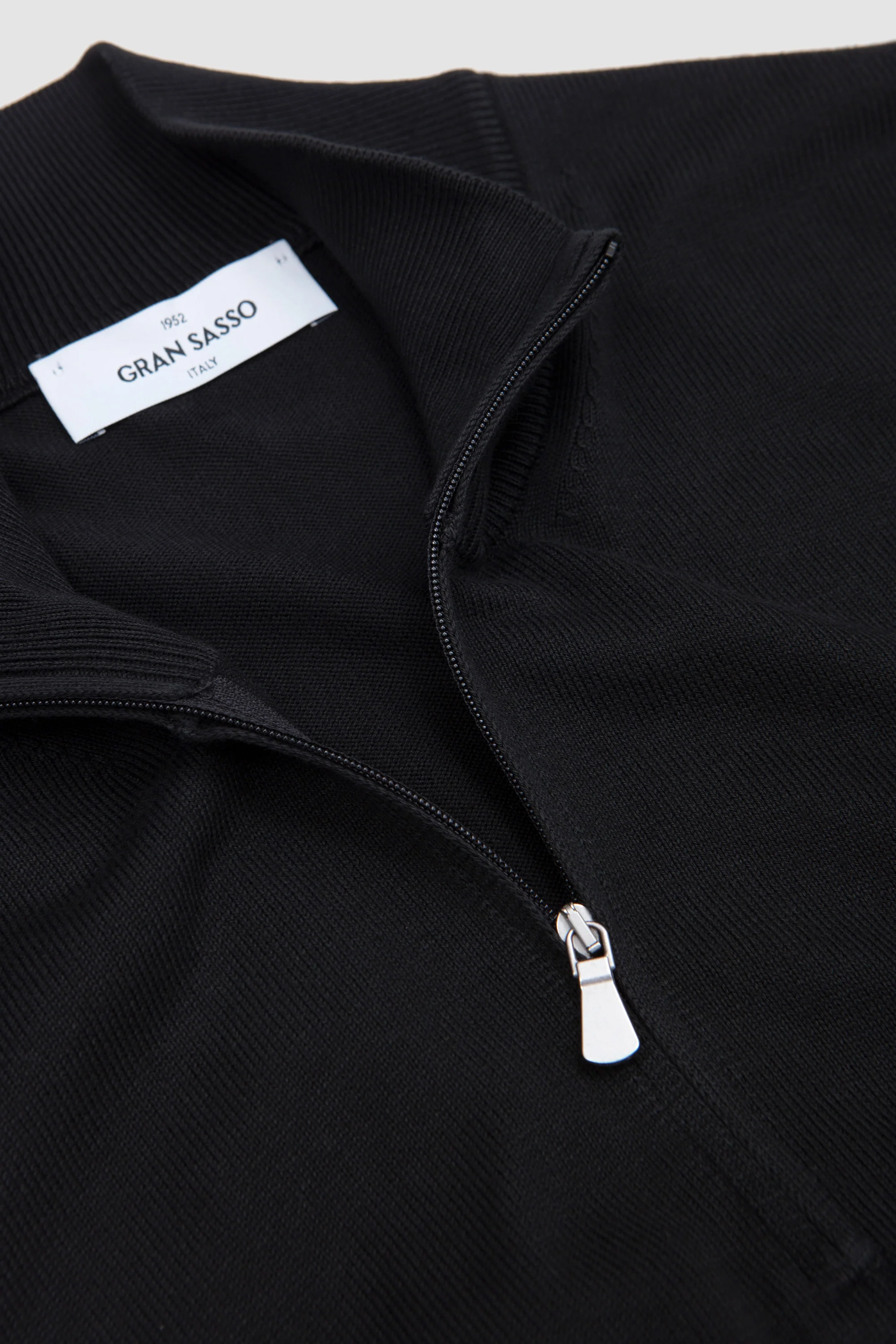 Egyption Cotton Half Zip Mock Neck Sweater Black - Image 3