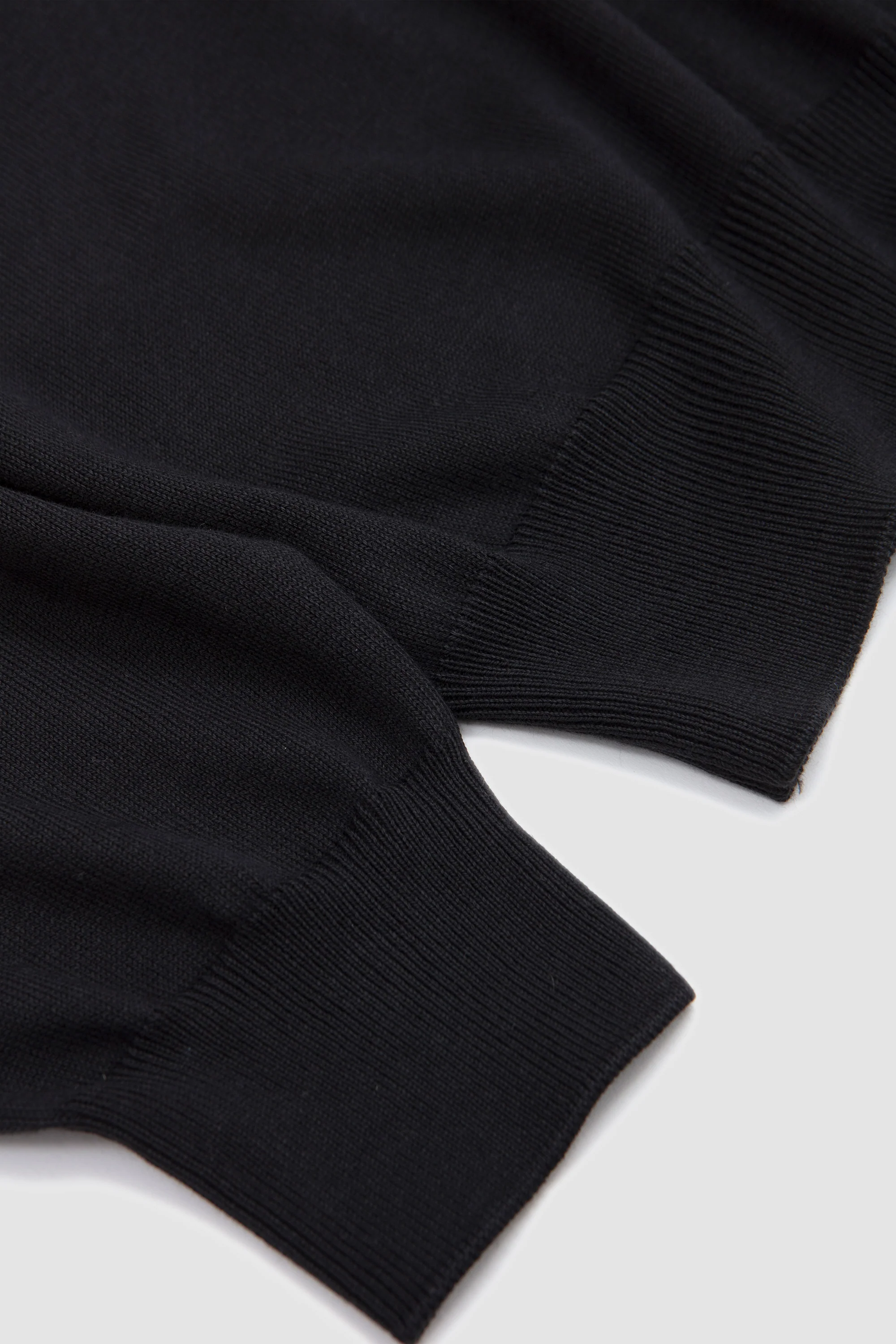 Egyption Cotton Half Zip Mock Neck Sweater Black - Image 4