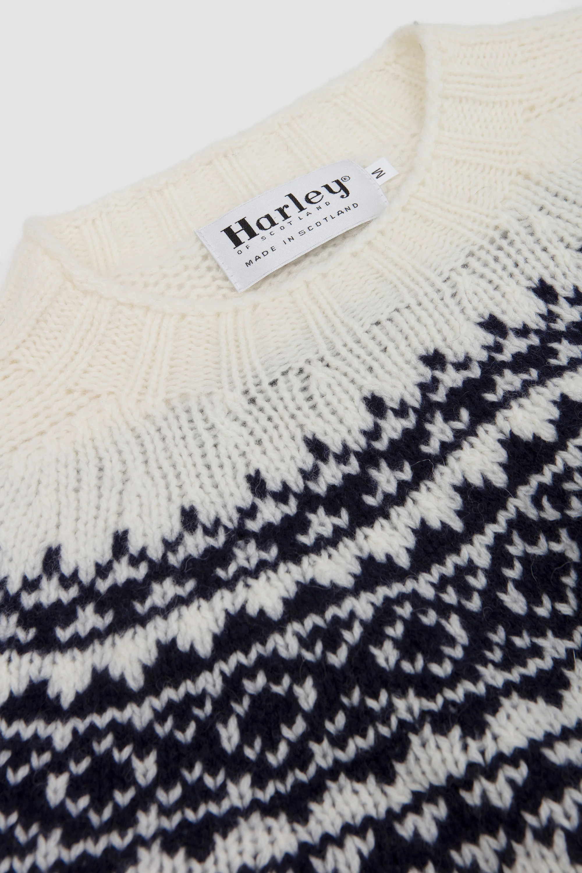 Chunky Yoke Crew Neck Sweater Snow White/ Navy - Image 3