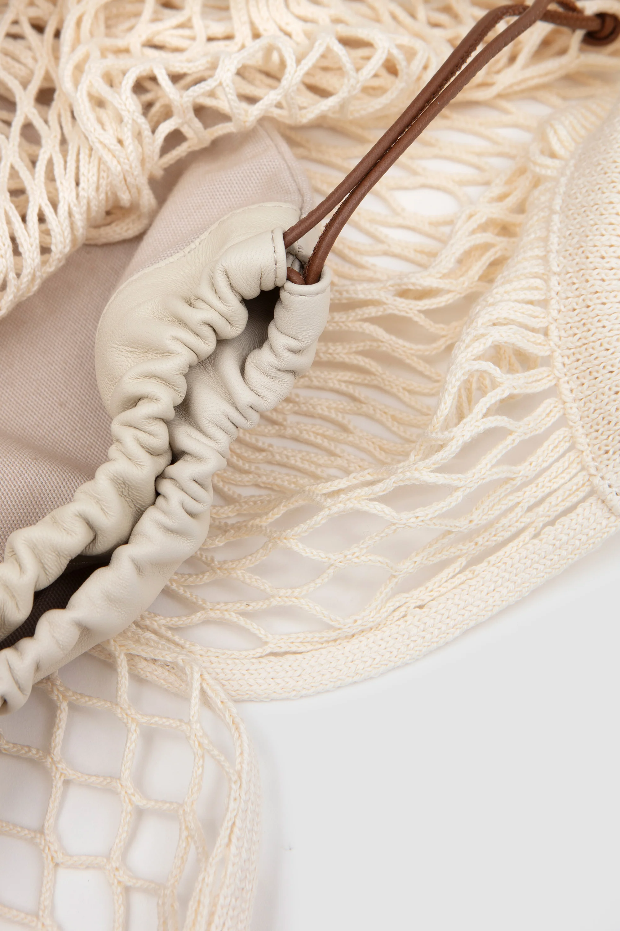 Calella Filt Tote Bag Natural/ Chestnut - Image 3