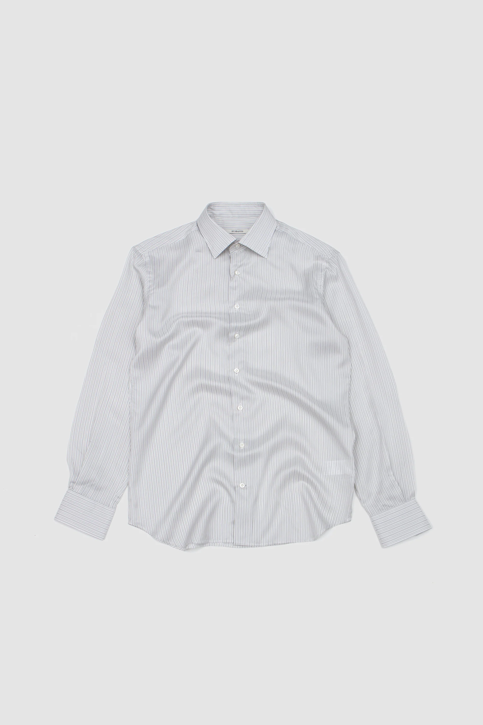Classic Collar Shirt White/ Grey Stripes