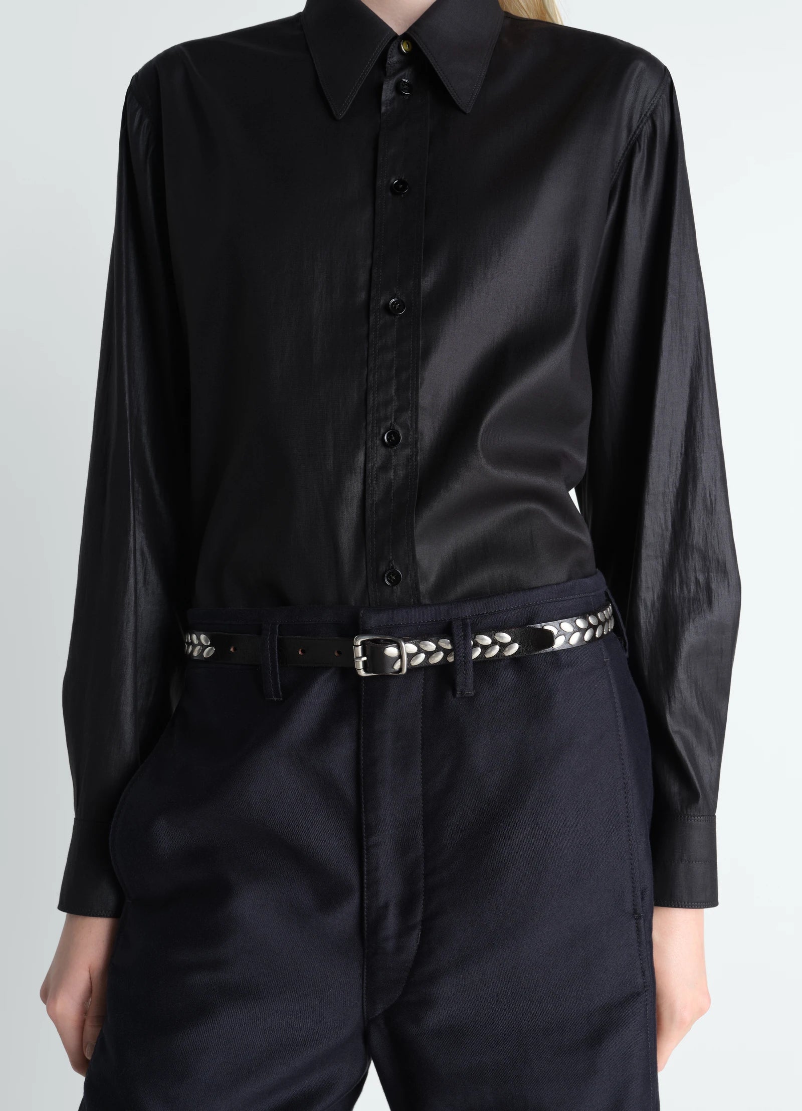 Almond Stud Belt 20MM Dark Brown