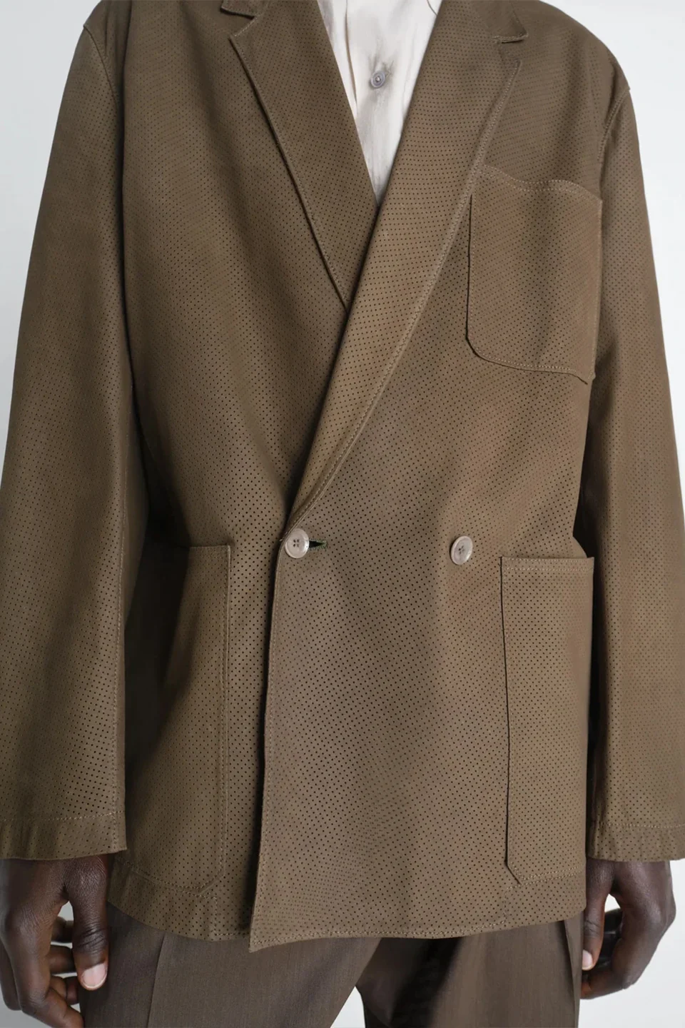 DB Leather Tailored Jacket Thyme - Image 4