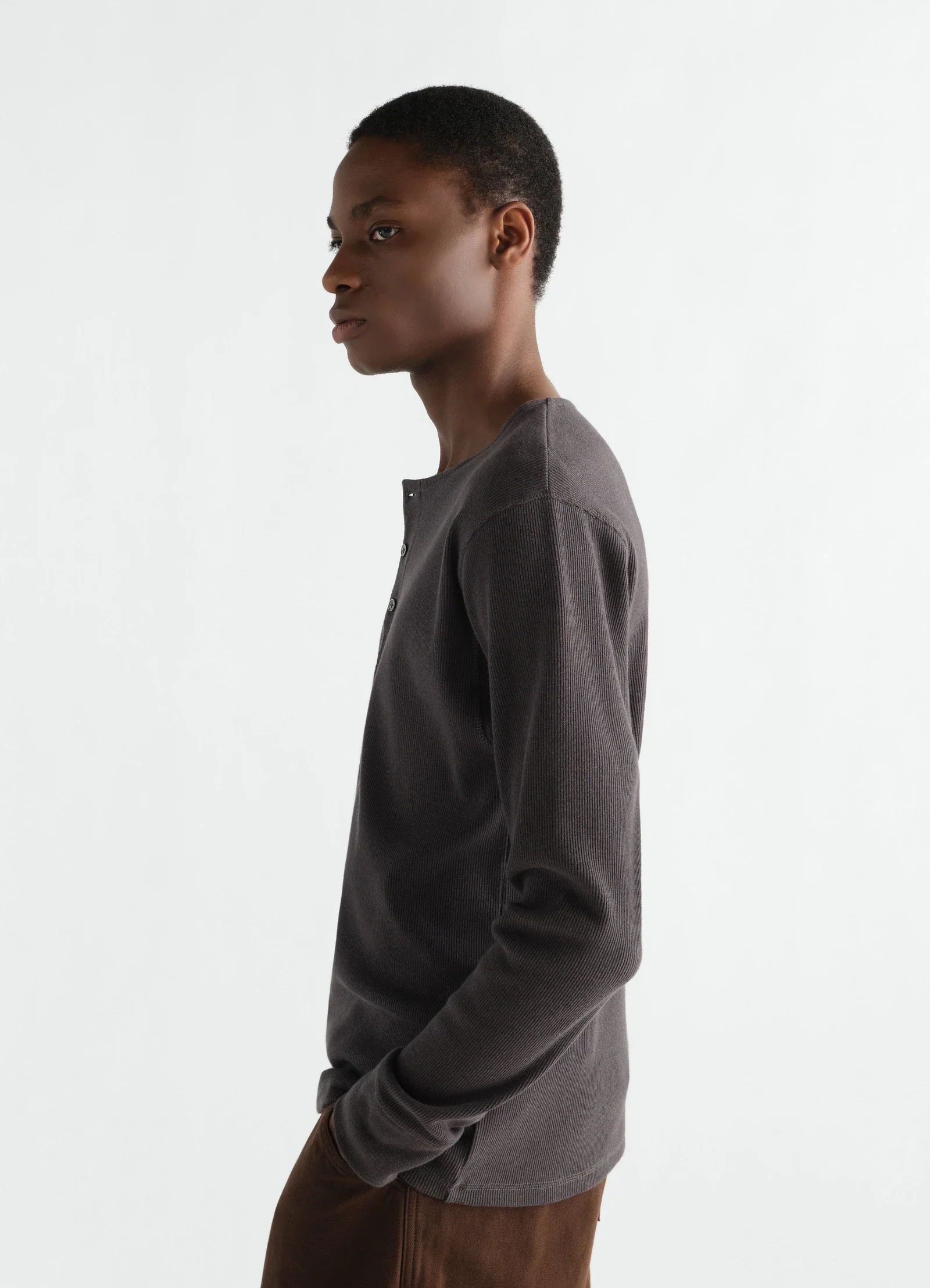 Long Sleeve Henley Basalt - Image 4