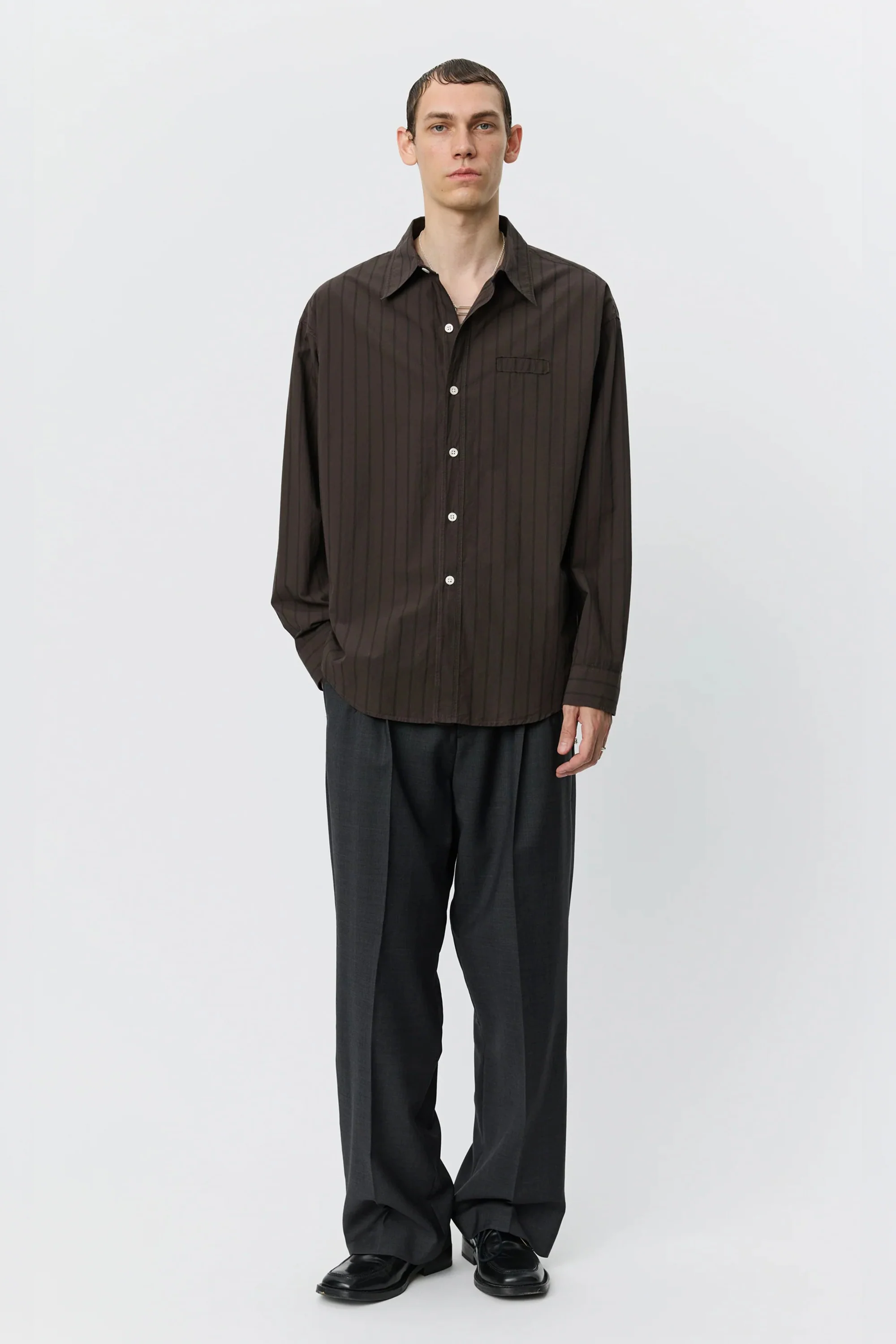 Essay Shirt Dark Brown Triple Stripe - Image 2