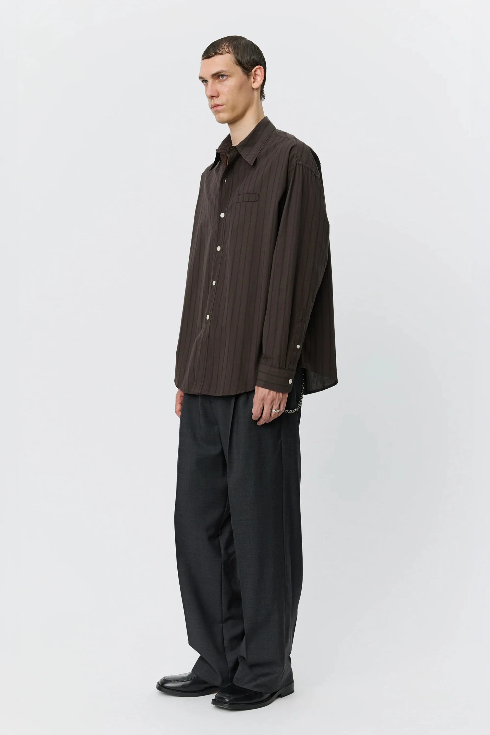 Essay Shirt Dark Brown Triple Stripe - Image 3