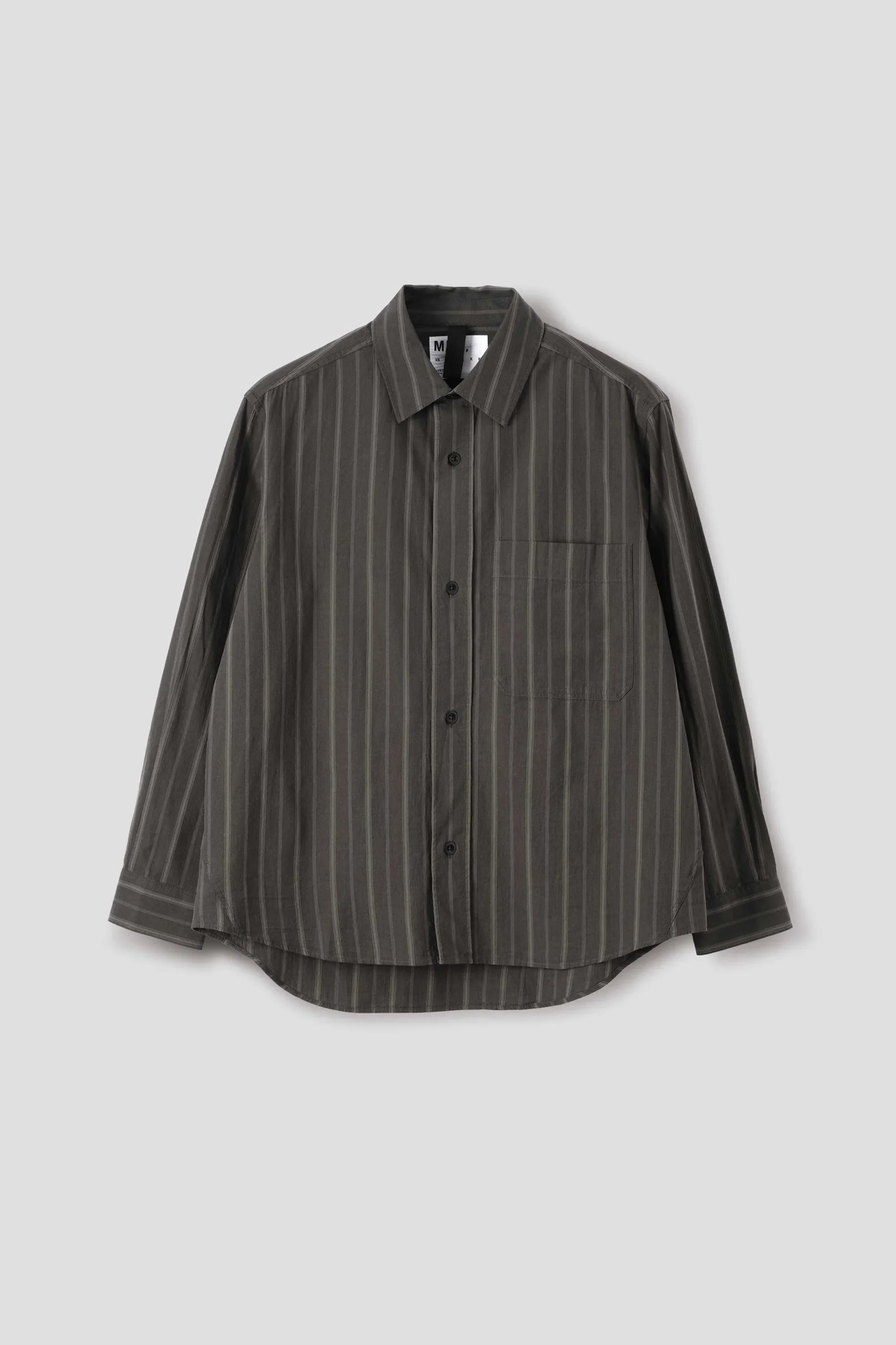 Basic Shirt Bold Stripe Cotton Off Black/ Khaki - Image 5