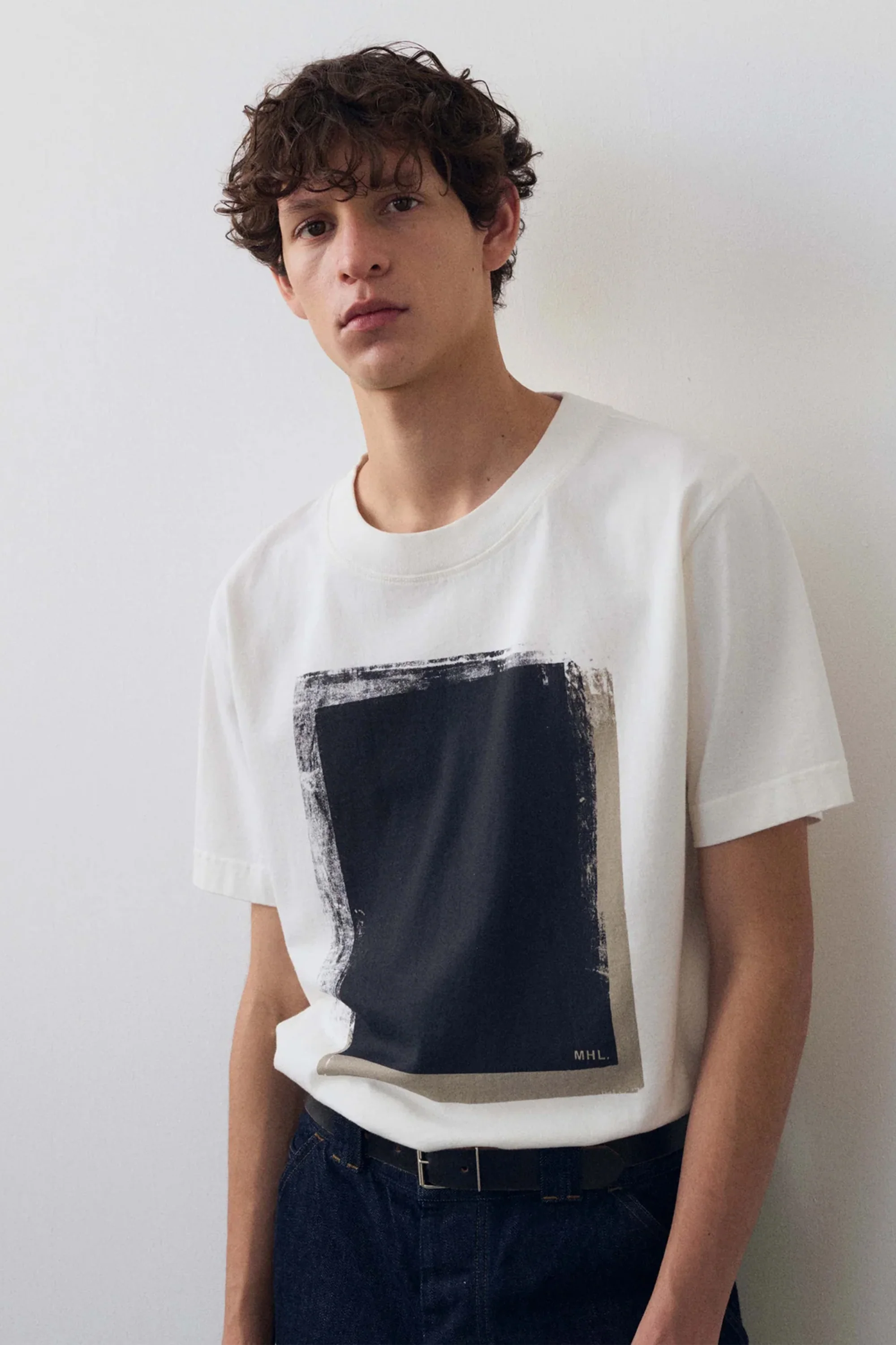 Block Print T-Shirt Matte Jersey Off White - Image 2
