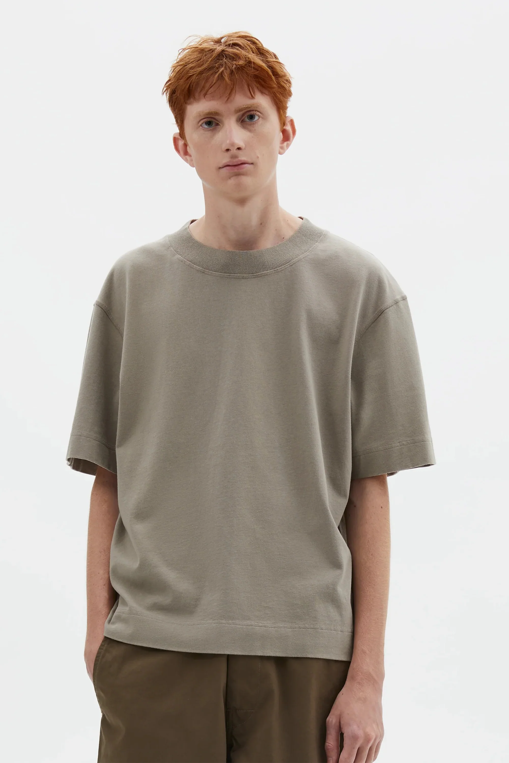 Flatlock Crew Matte Jersey Taupe