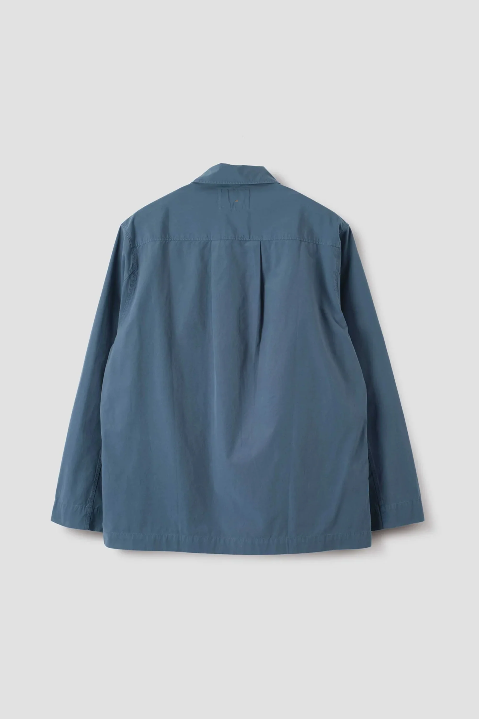 Long Sleeve Half Zip Pull On Shirt Sanded Cotton Poplin Uniform Blue - Image 4