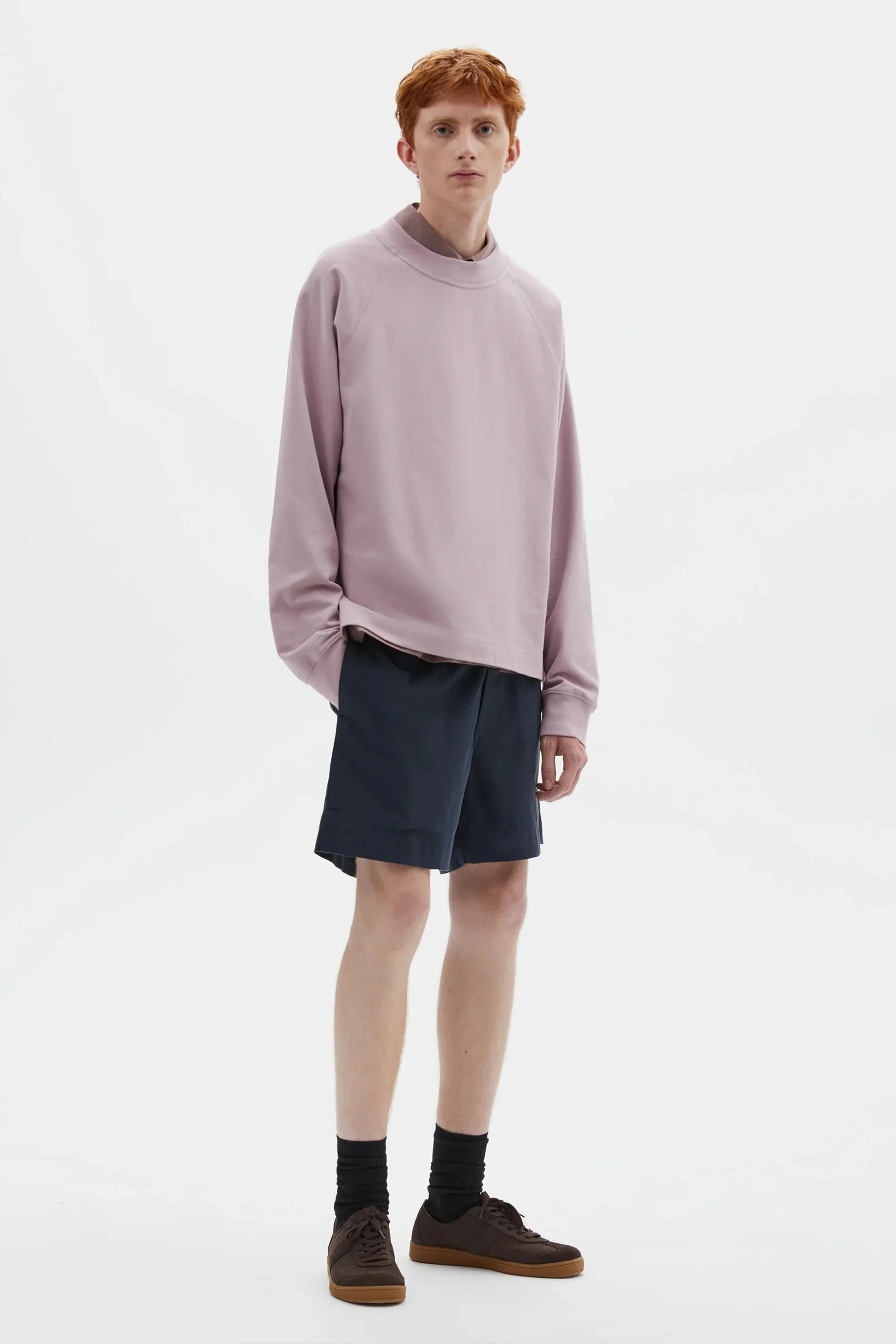 Mock Neck T-Shirt Dry Cotton Jersey Heather - Image 3