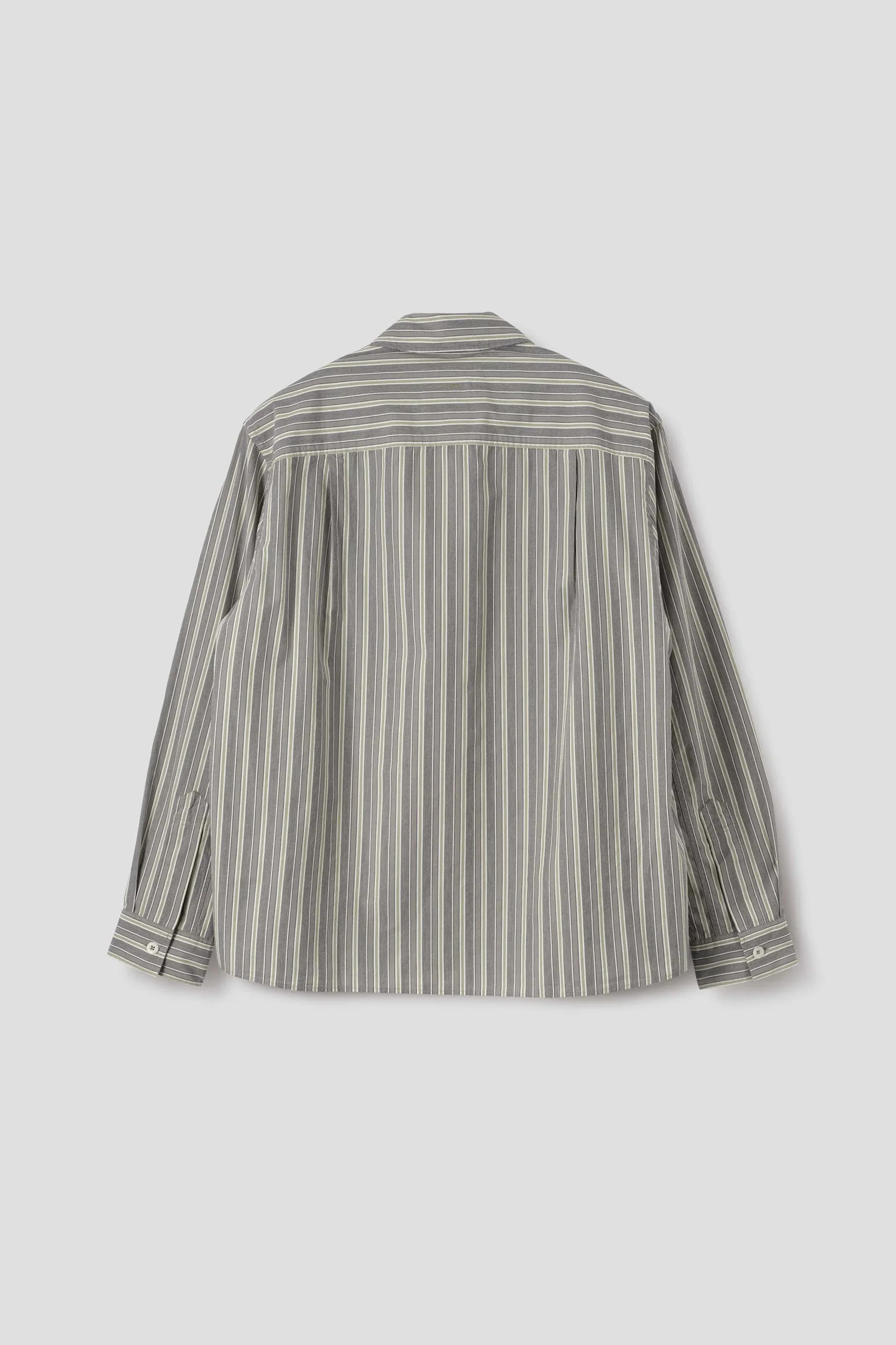 Overall Shirt Pyjama Stripe Cotton Off White/ Grey/ Zest - Image 6