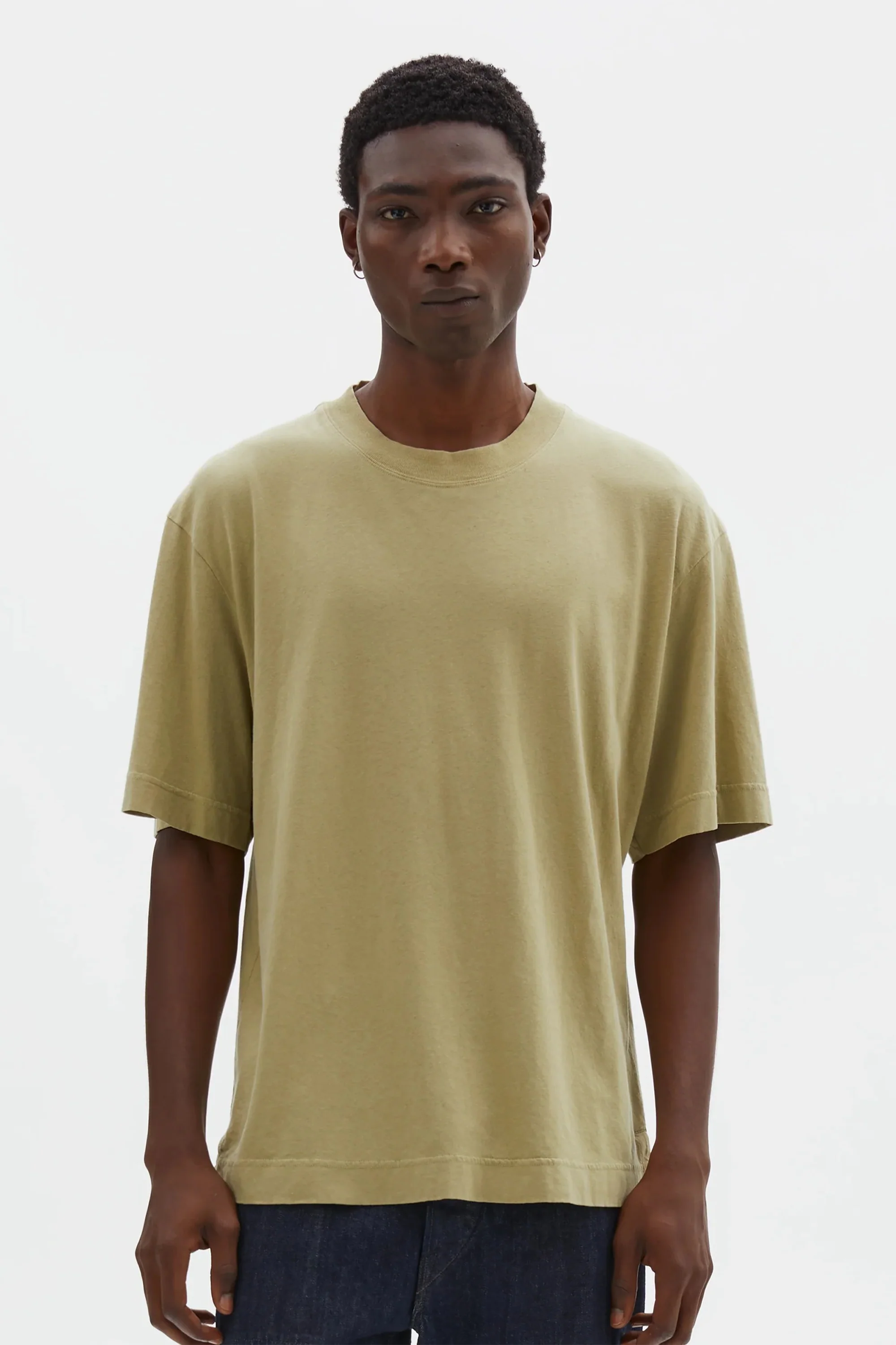 Simple T-Shirt Organic Cotton Linen Jersey Pale Green - Image 2