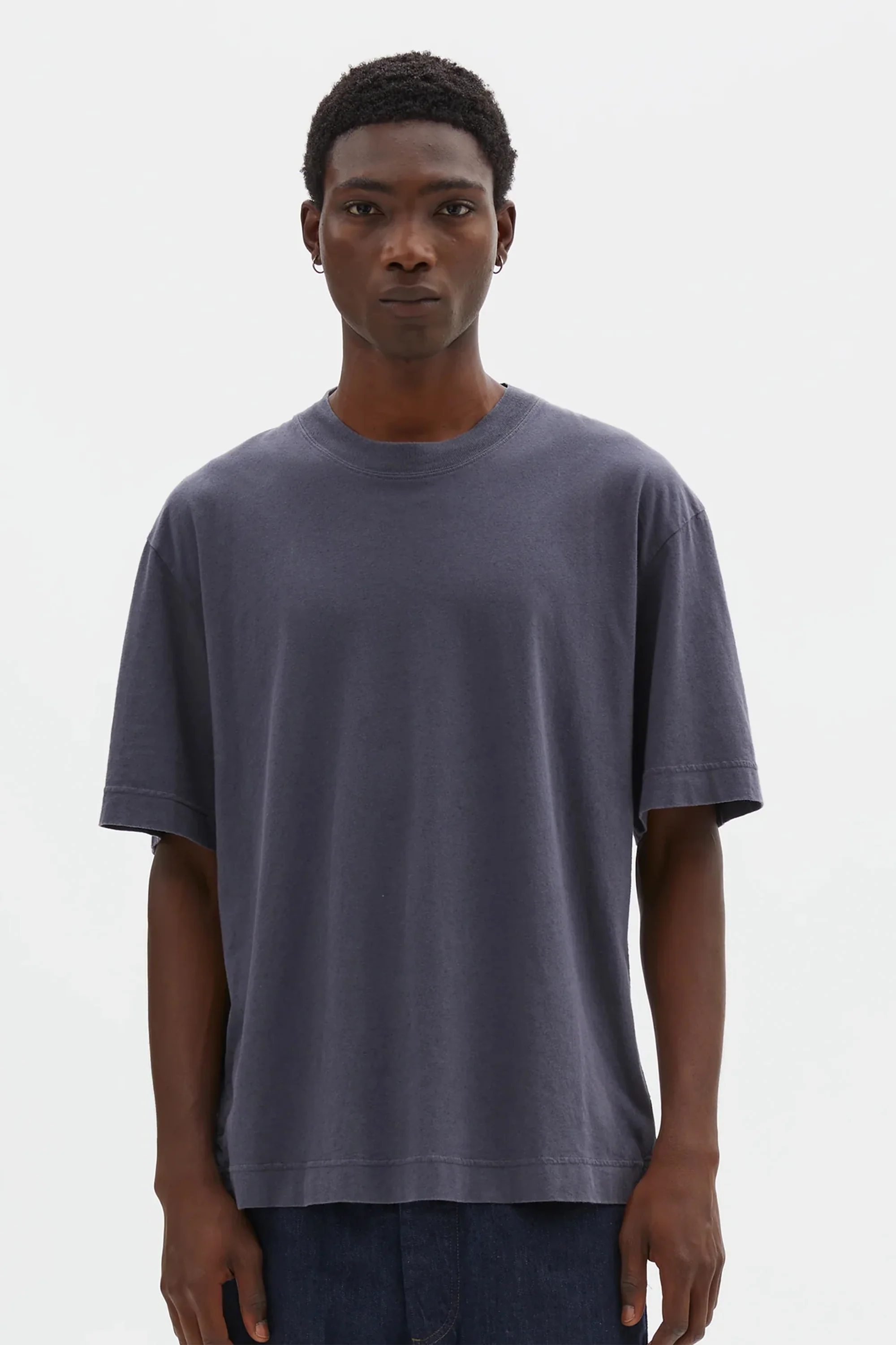 Simple T-Shirt Organic Cotton Linen Jersey Slate Blue - Image 2