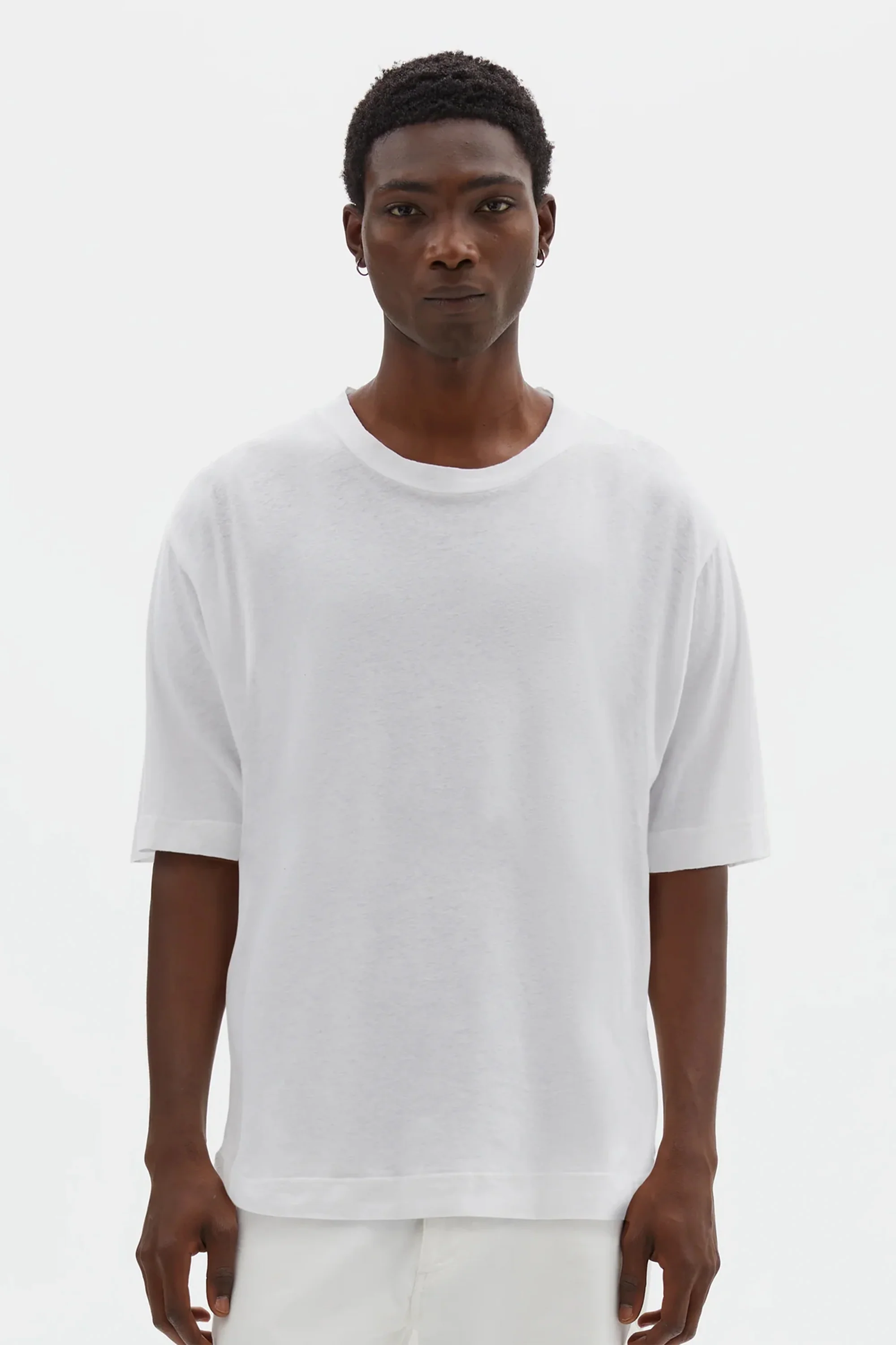 Simple T-Shirt Organic Cotton Linen Jersey White
