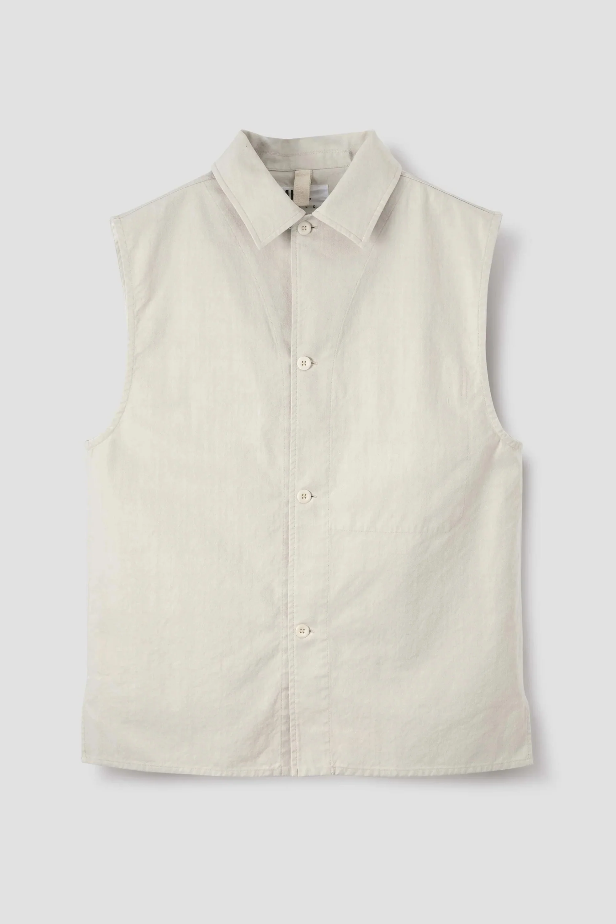 Sleeveless Overshirt Irregular Cotton Drill Chalk - Image 5