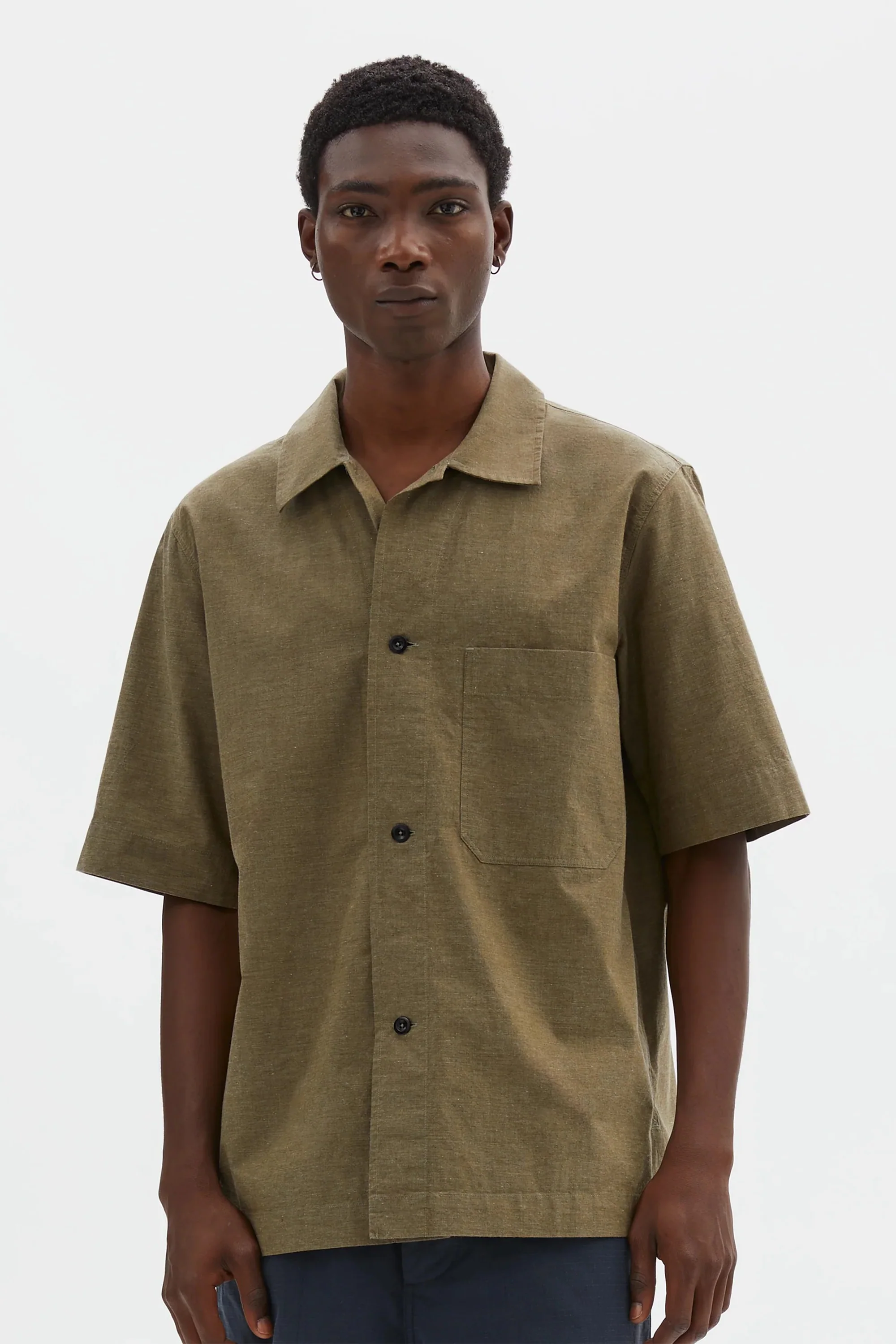 SS PJ Shirt Dry Cotton End On End Moss - Image 2