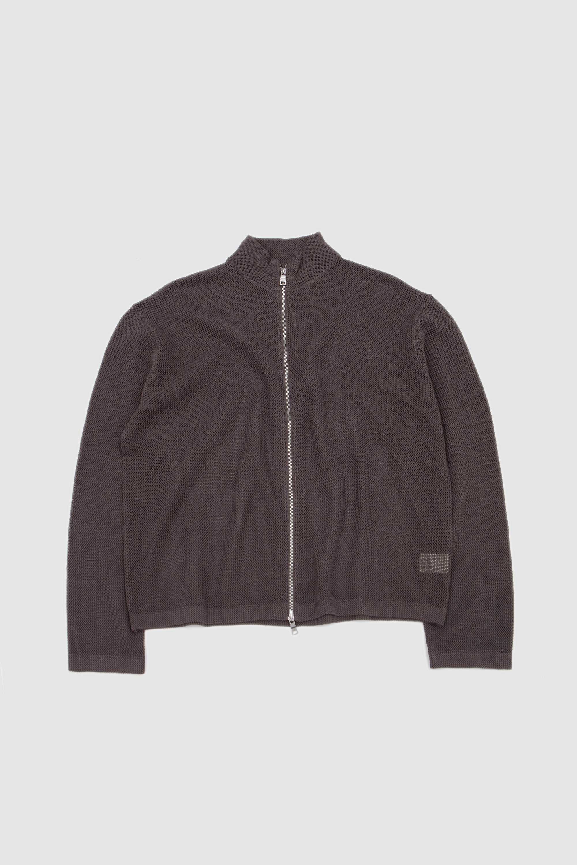 Linen Loose Knit Track Jacket Espresso - Image 2