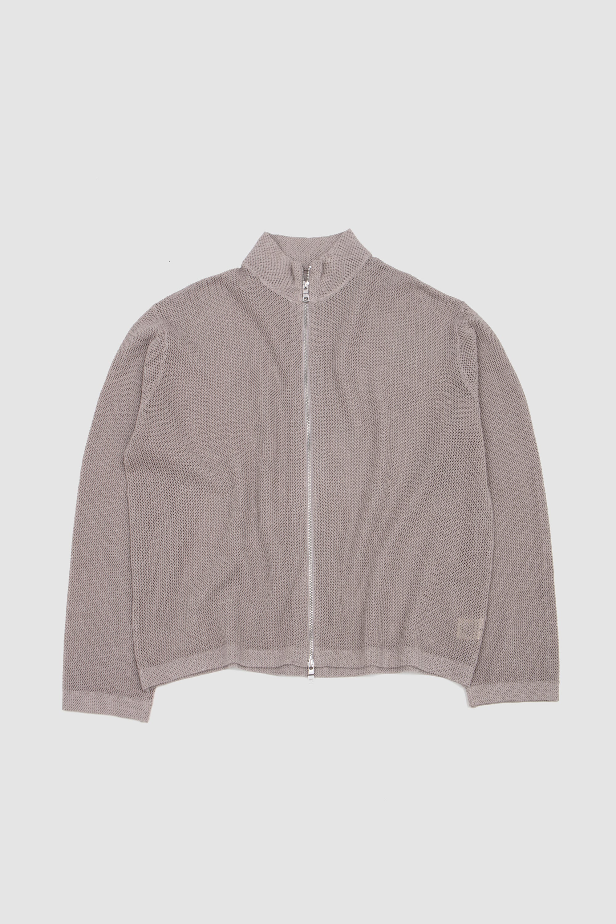 Linen Loose Knit Track Jacket Taupe