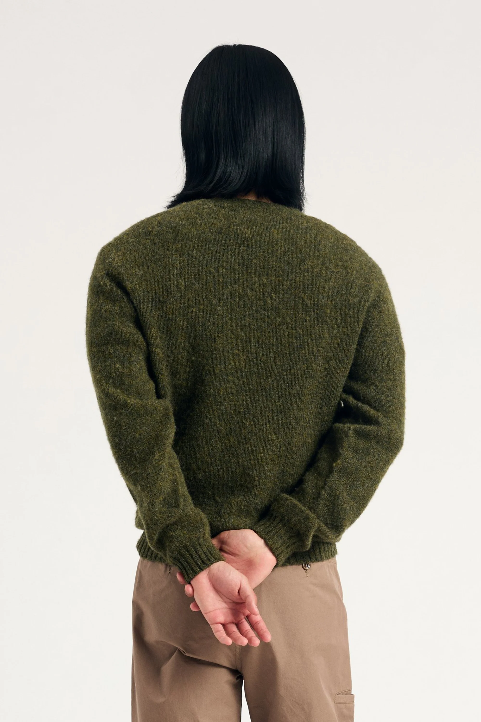 Birnir Brushed Lambswool Sweater Olive Night - Image 3