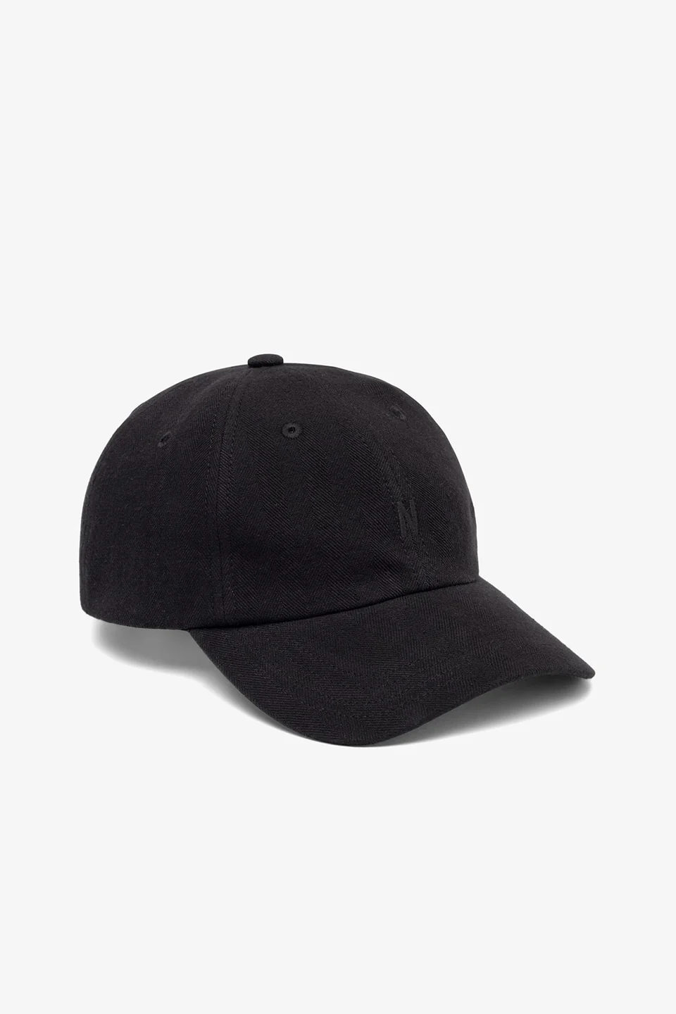 Cotton Wool Herringbone Twill 6- Panel Cap Black - Image 2