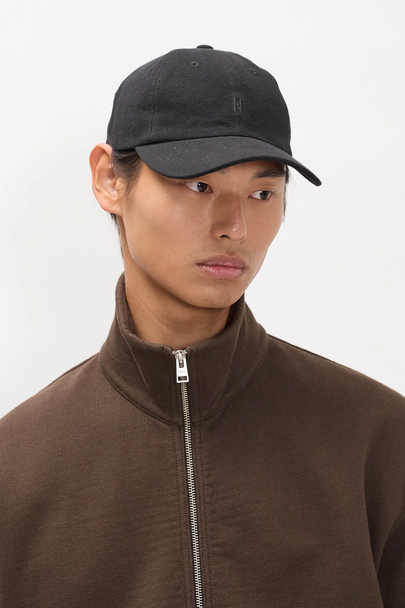 Cotton Wool Herringbone Twill 6- Panel Cap Black - Image 4