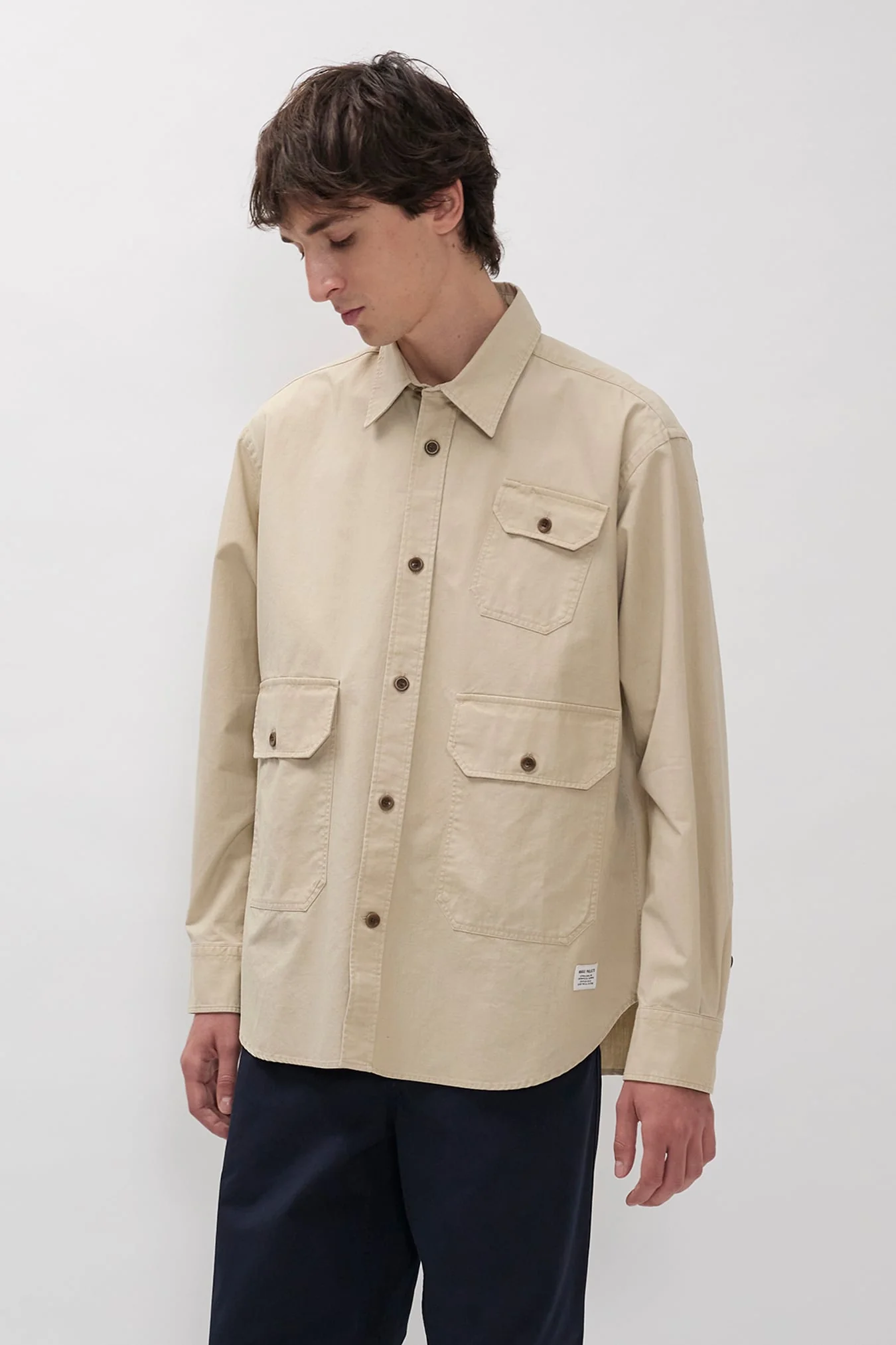 Espevik Faded Pigment Dyed Oversize Utility Shirt Tan - Image 5