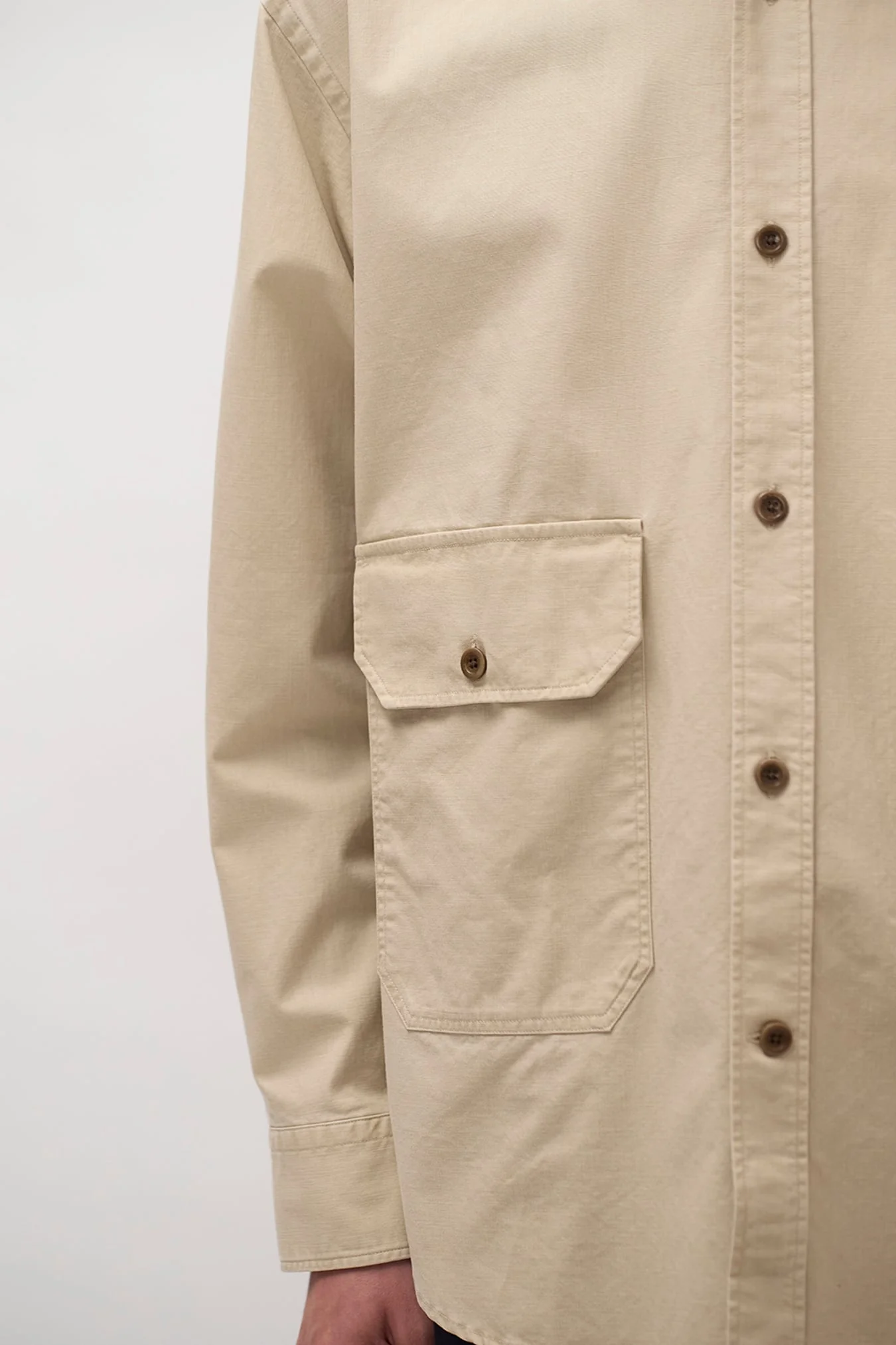 Espevik Faded Pigment Dyed Oversize Utility Shirt Tan - Image 9