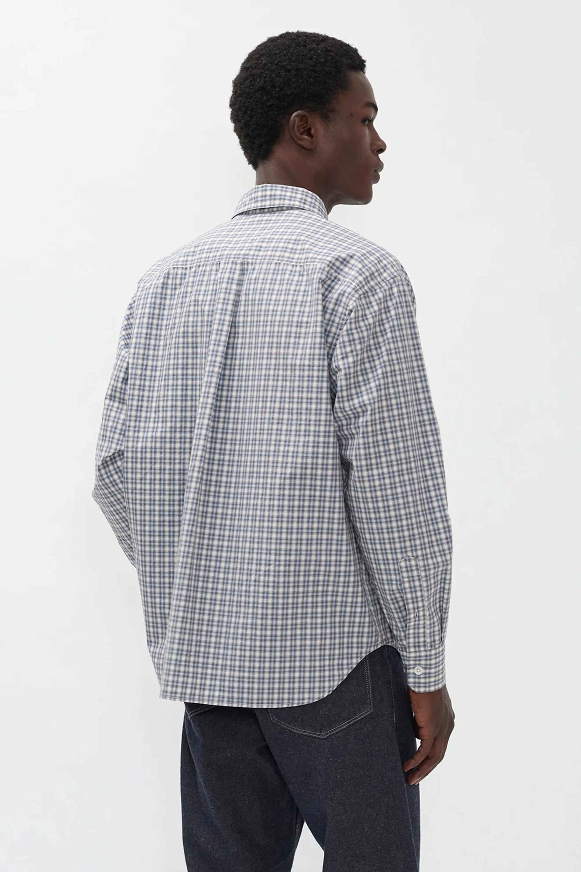 Falster Fine Check Oversize Shirt Cerulean - Image 3