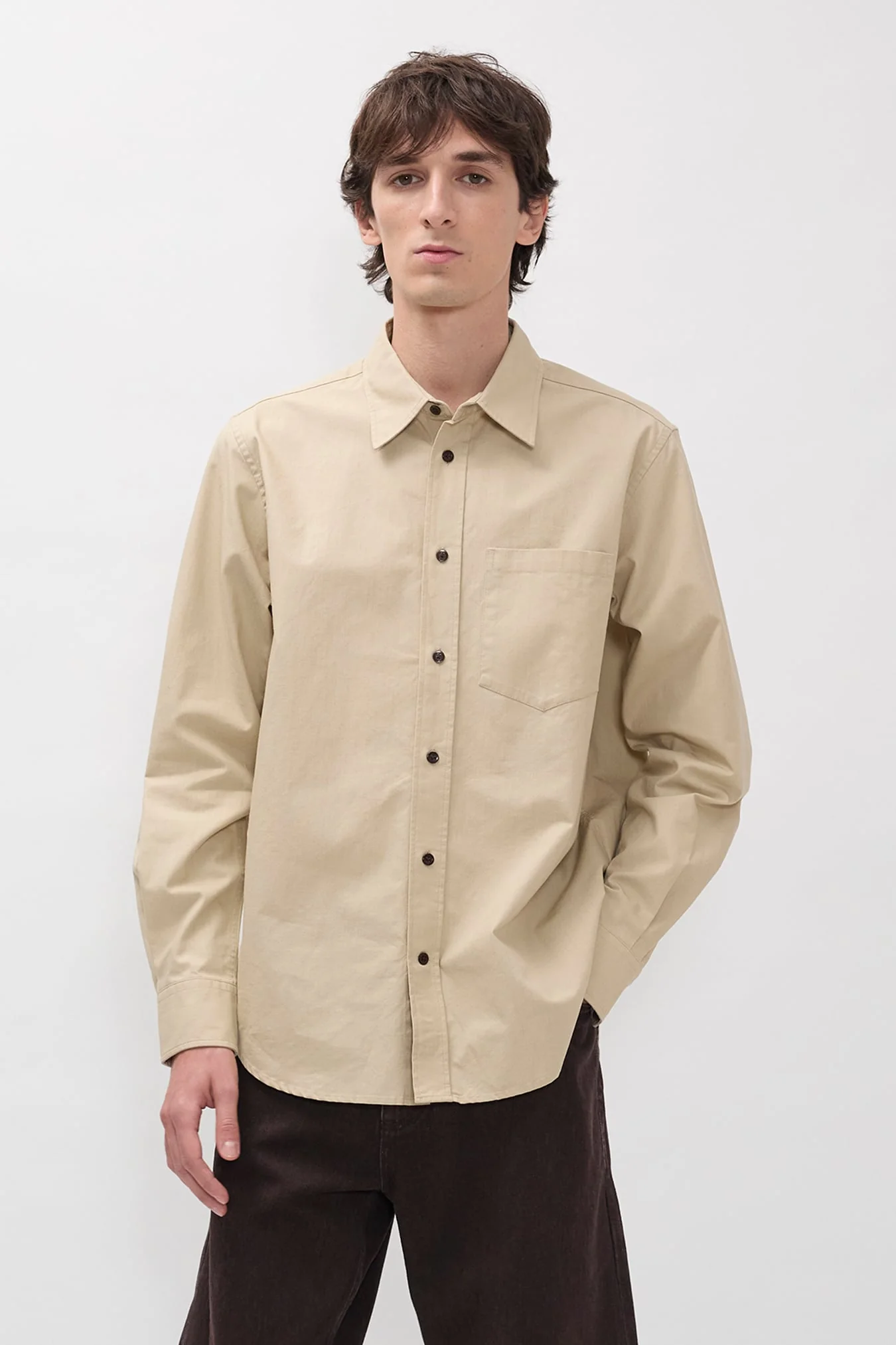 Kongshoved Cotton Faded Pigment Dyed Relaxed Shirt Tan - Image 3