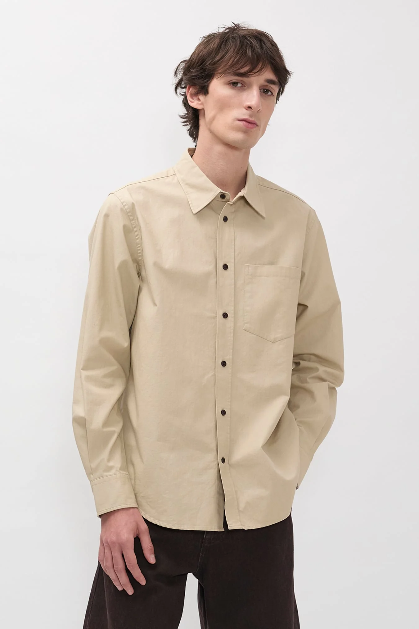 Kongshoved Cotton Faded Pigment Dyed Relaxed Shirt Tan - Image 4