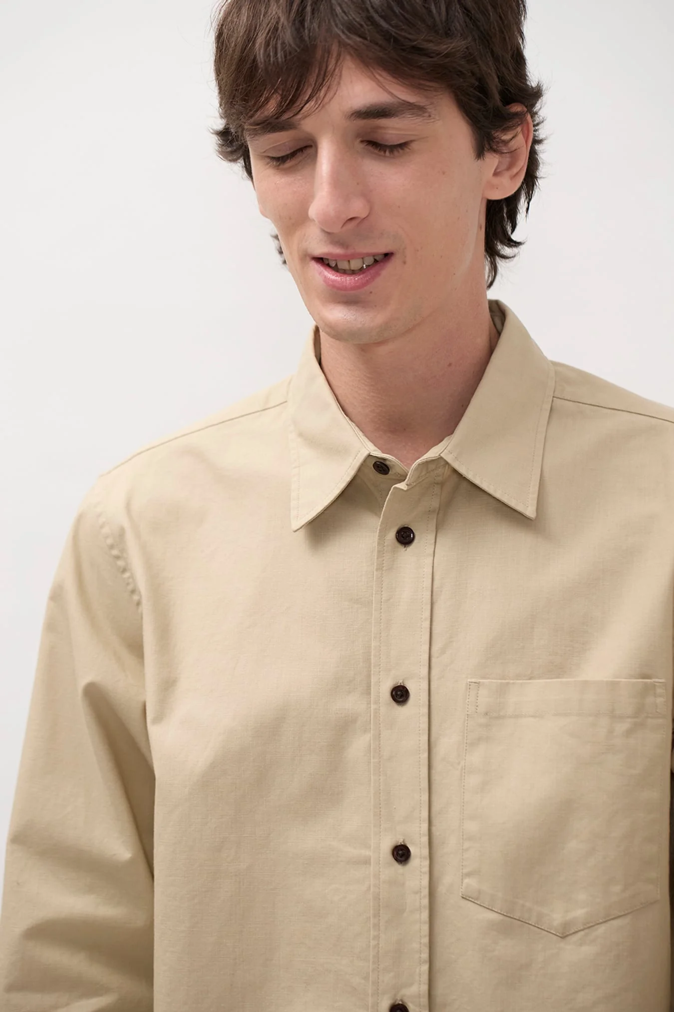 Kongshoved Cotton Faded Pigment Dyed Relaxed Shirt Tan - Image 7