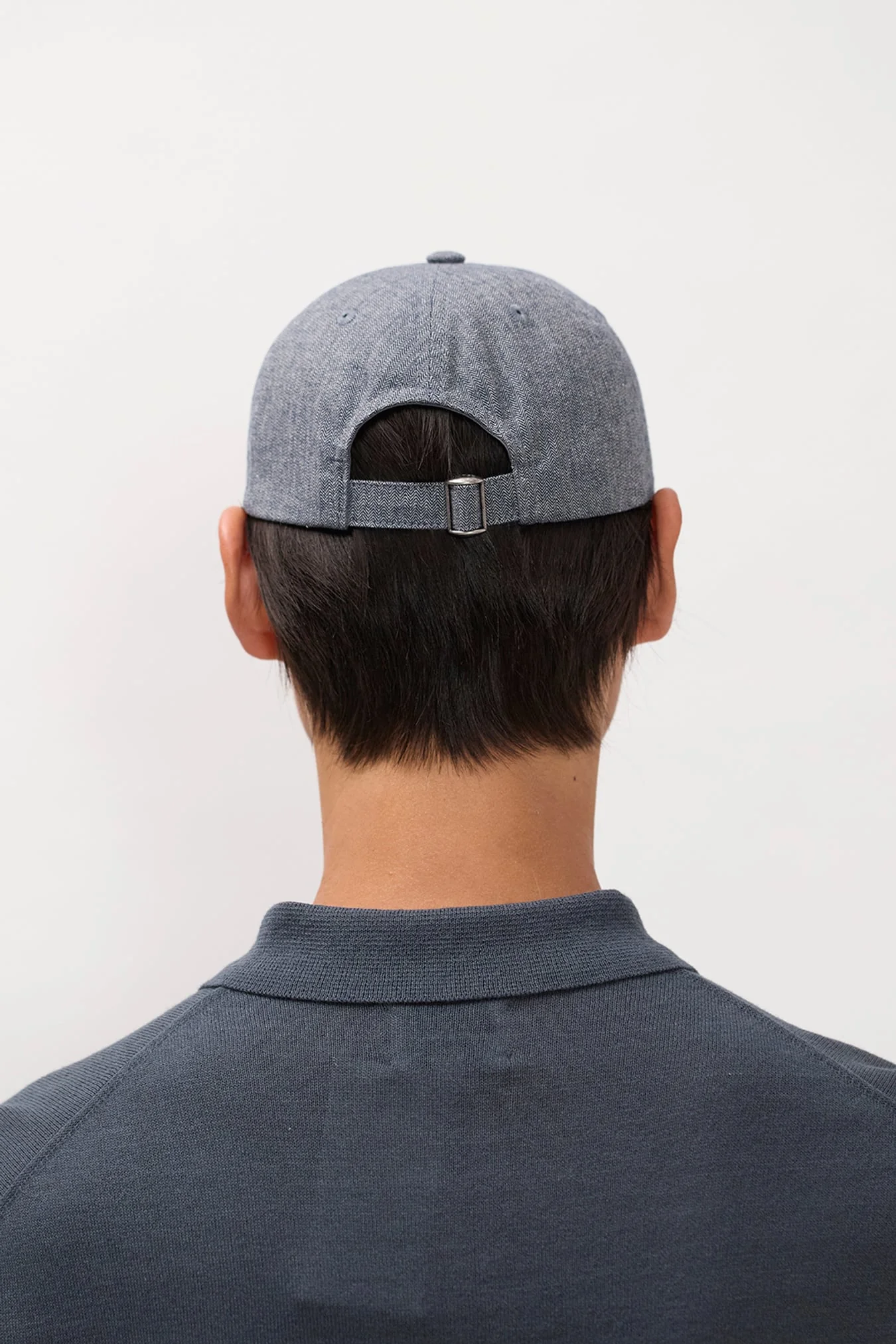 Mini Herringbone Twill 6-Panel Cap Dark Navy - Image 5
