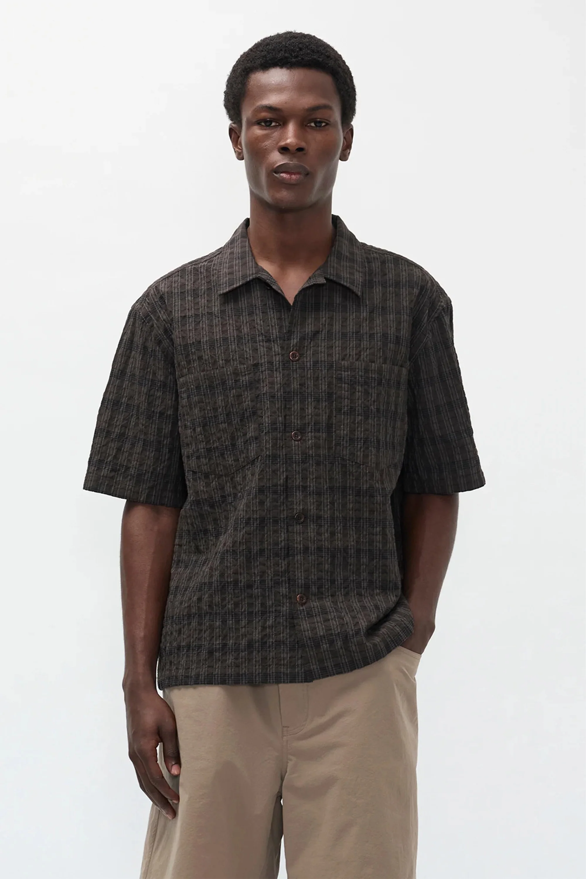Mols Check SS Camp Shirt Delicioso Brown - Image 2
